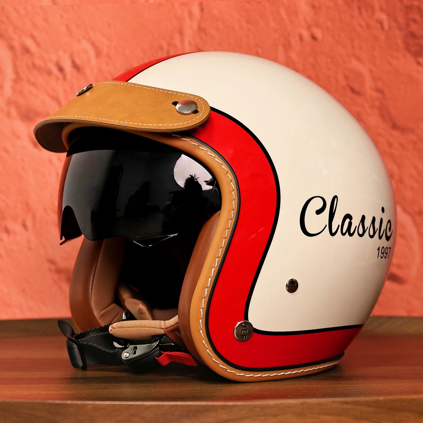 Taiwan JEF retro helmet motorcycle three-quarter helmet men's and women's locomotive half helmet American cruise pedal helmet summer