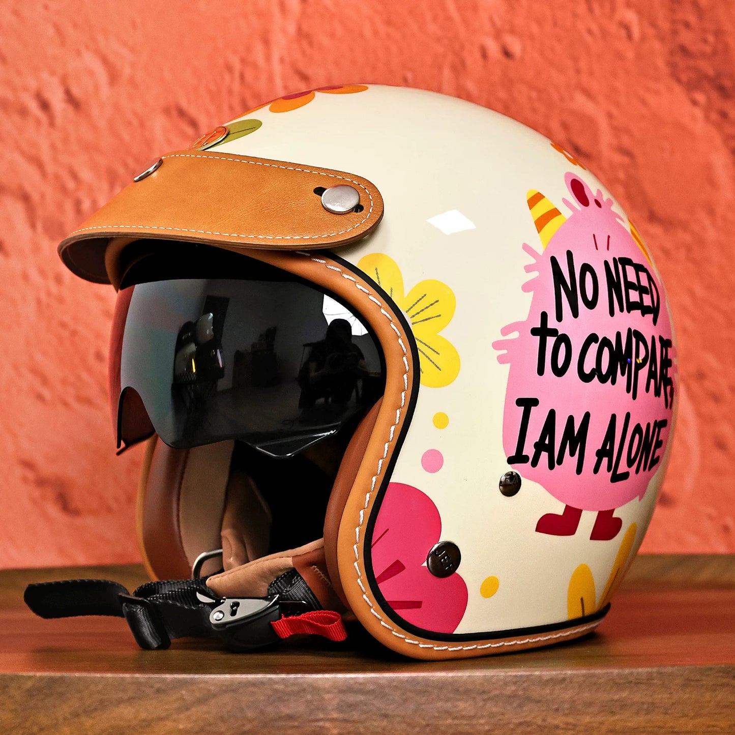 Taiwan JEF retro motorcycle helmet big-eyed monster 3/4 helmet men's and women's scooter summer high-value four-season helmet