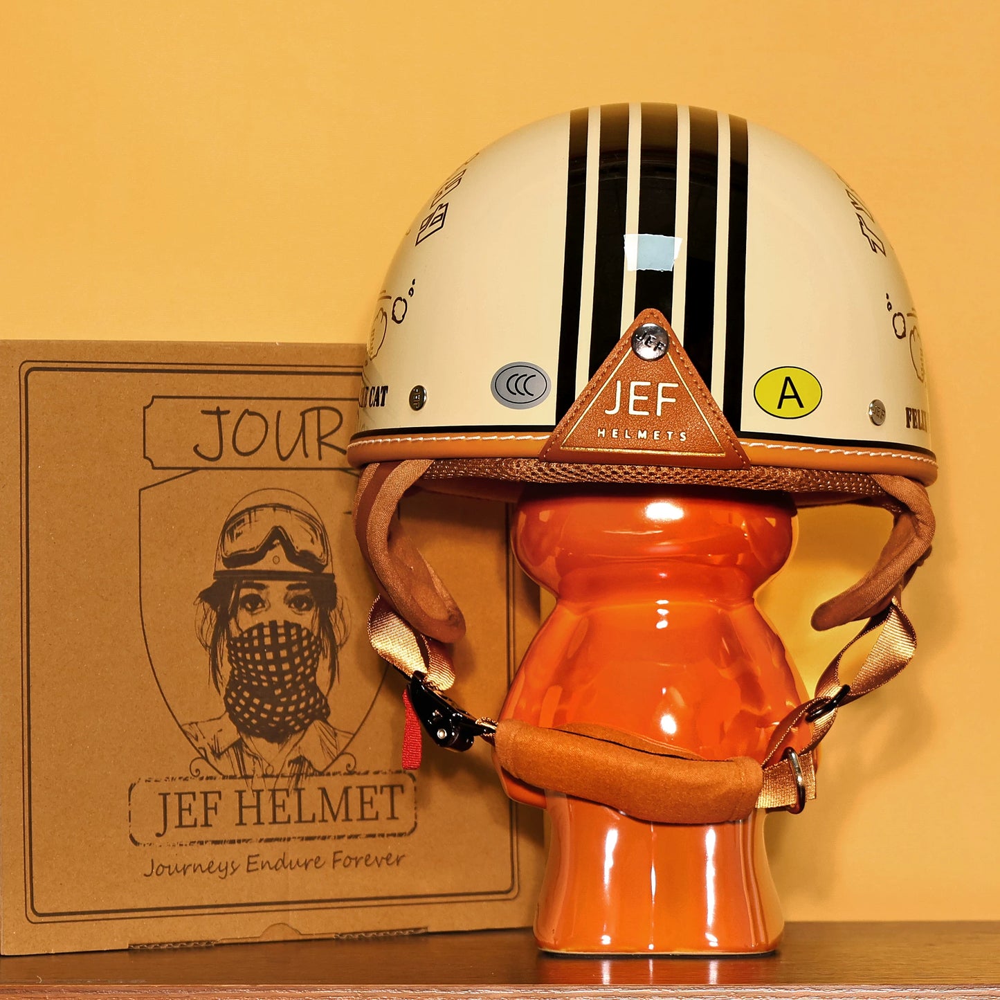 Taiwan JEF helmet retro half helmet pedal motorcycle electric lightweight 3C helmet summer men's and women's helmet