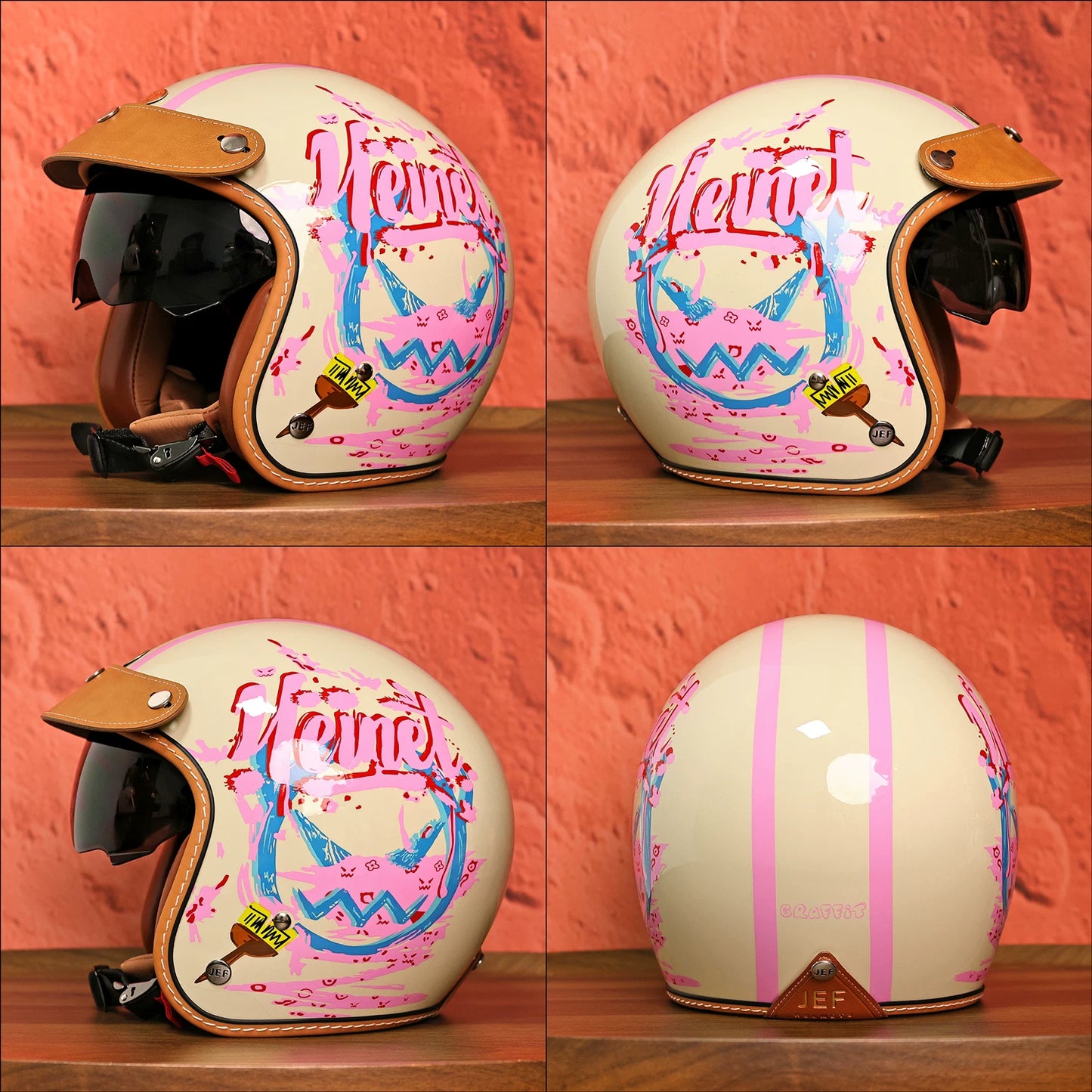 Taiwan JEF helmet motorcycle retro helmet men's 3C cool and breathable summer helmet electric motorcycle pedal 3/4 helmet women's high value