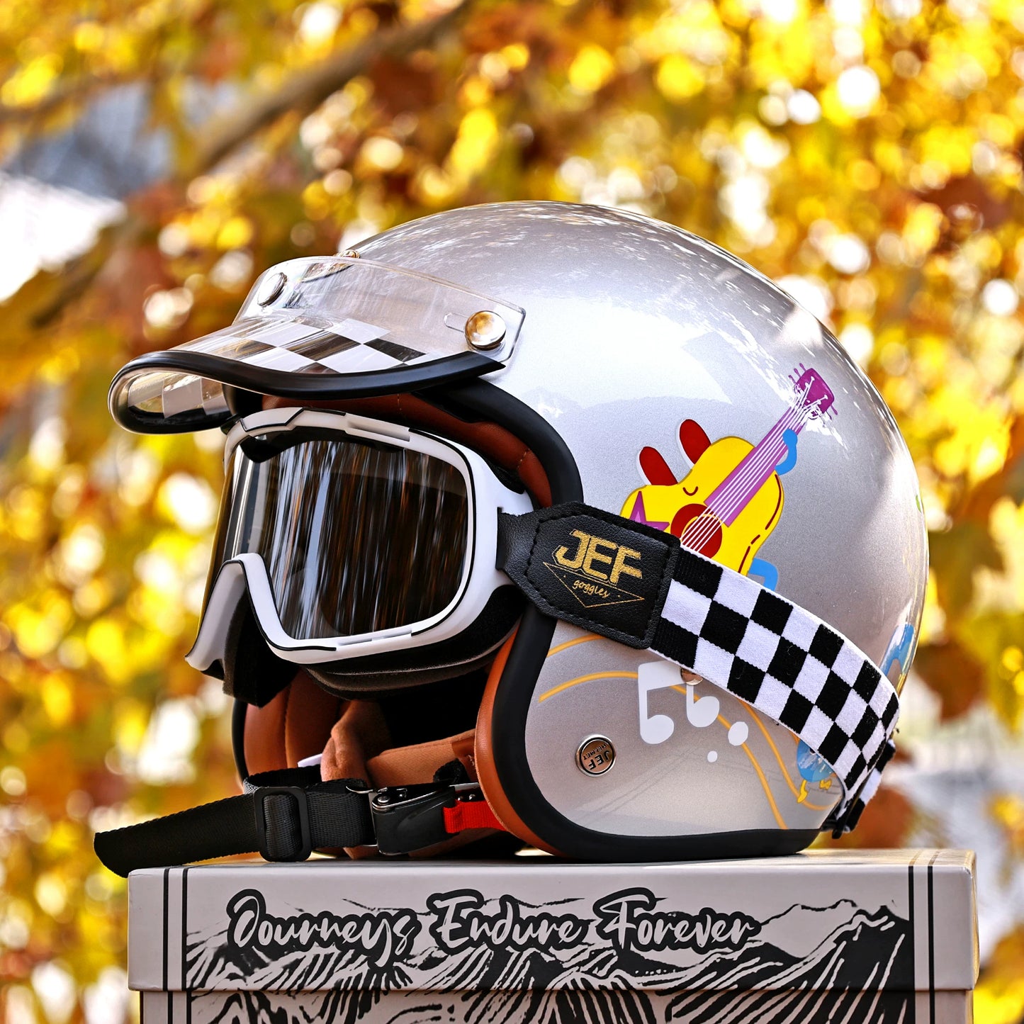 Taiwan JEF motorcycle retro helmet cruising three quarters locomotive half helmet men's and women's scooters winter warmth