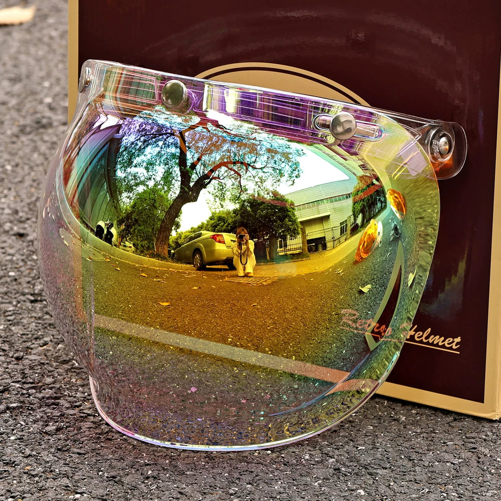 Taiwan JEF retro bubble mirror half helmet windshield windshield windproof sand anti-ultraviolet three-button universal helmet lens