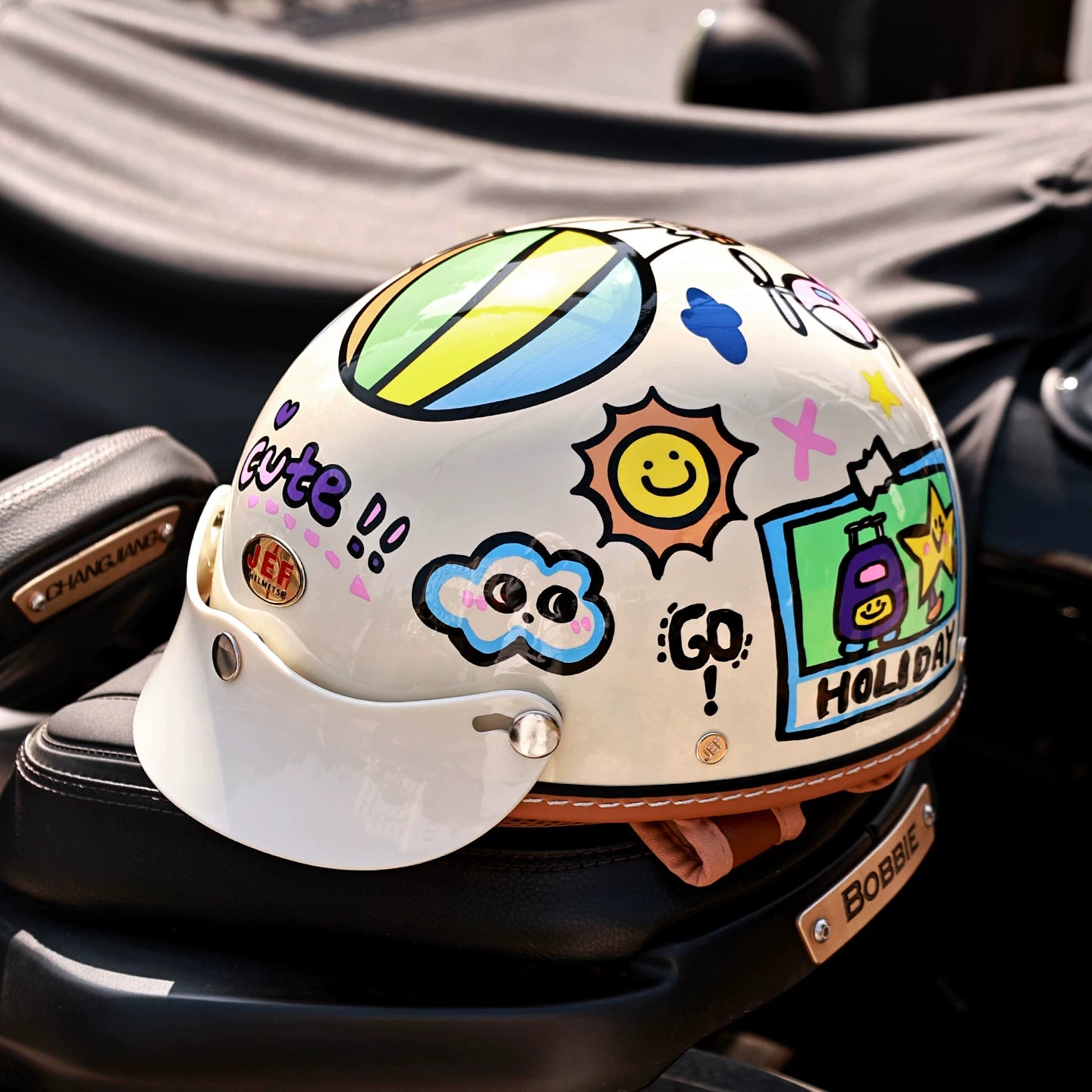 Taiwan JEF retro half helmet motorcycle locomotive men and women with the same summer scoop helmet electric cool lining light helmet 3C