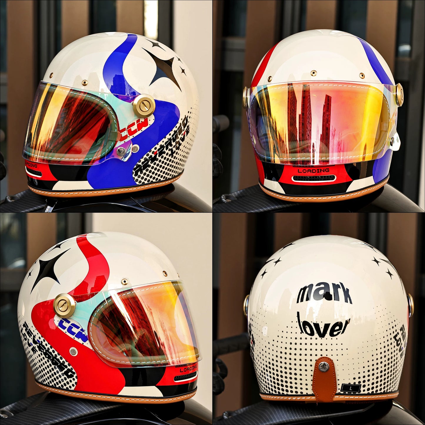 Taiwan JEF retro Lego full helmet autumn and winter small helmet body unisex locomotive motorcycle helmet 3C four-season helmet