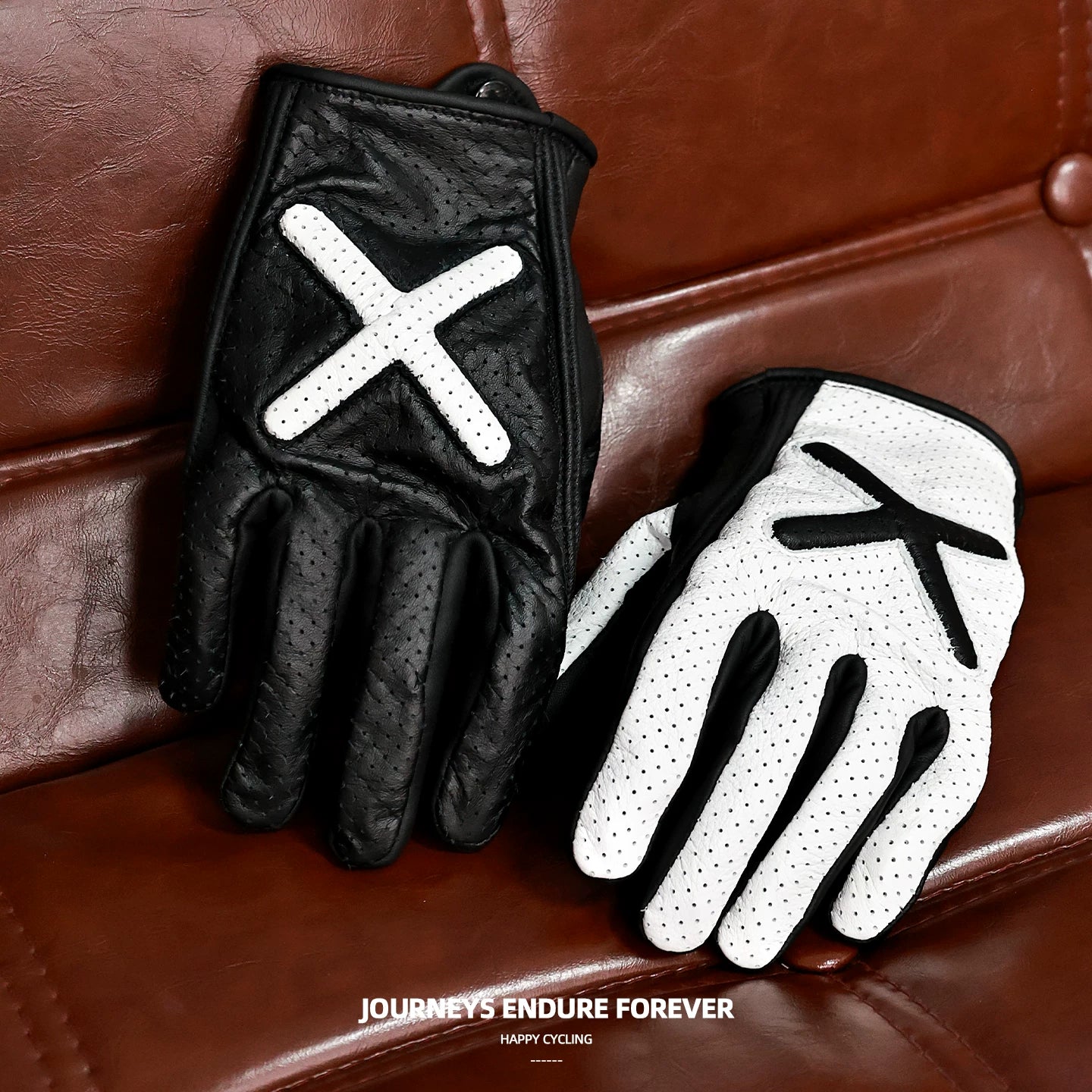 Taiwan JEF motorcycle gloves retro cruise locomotive four seasons riding windproof protective leather thickened touch screen