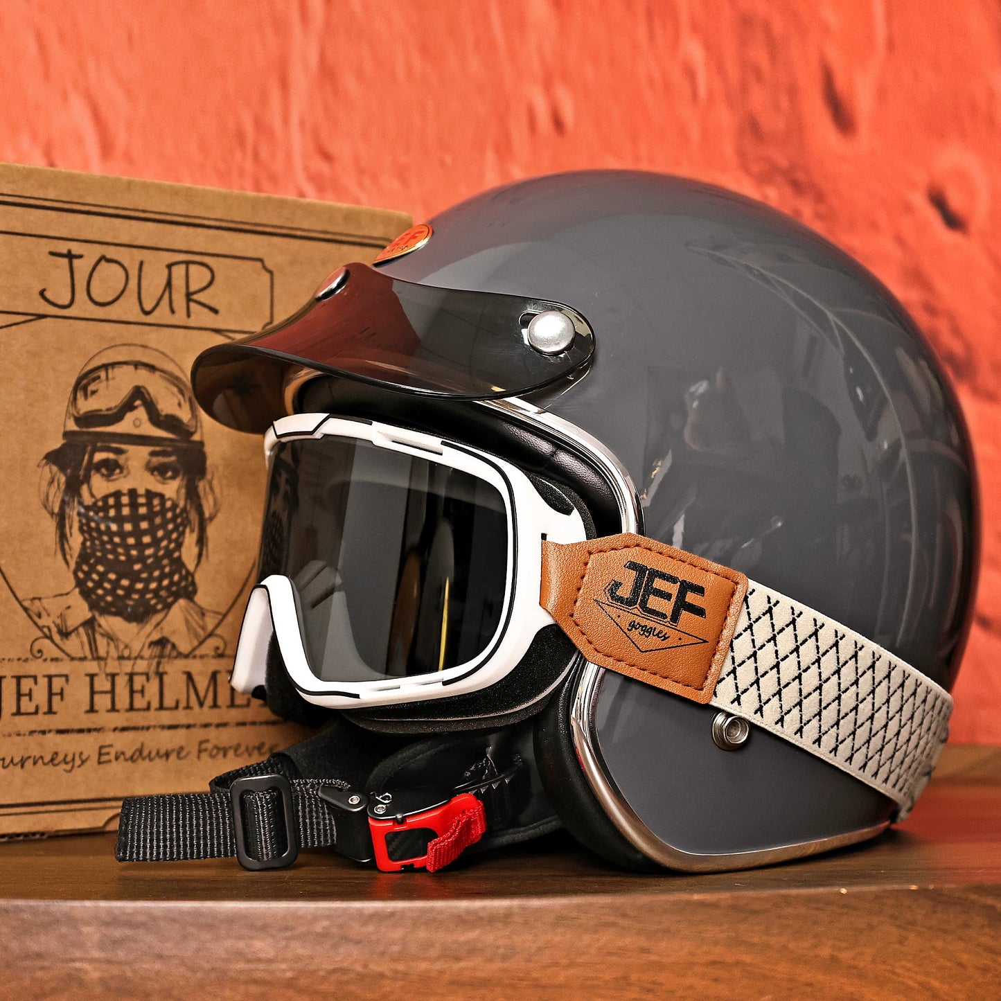 Taiwan JEF retro 3/4 helmet Vespa Django scooter motorcycle half helmet men's and women's four-season cycling helmet