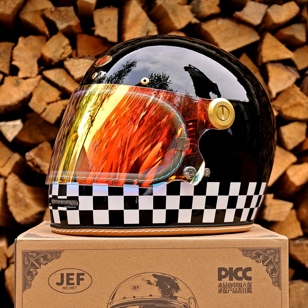 Taiwan JEF motorcycle helmet retro full helmet 3C men's and women's pedal Lego cap-covered locomotive cruising four seasons helmet