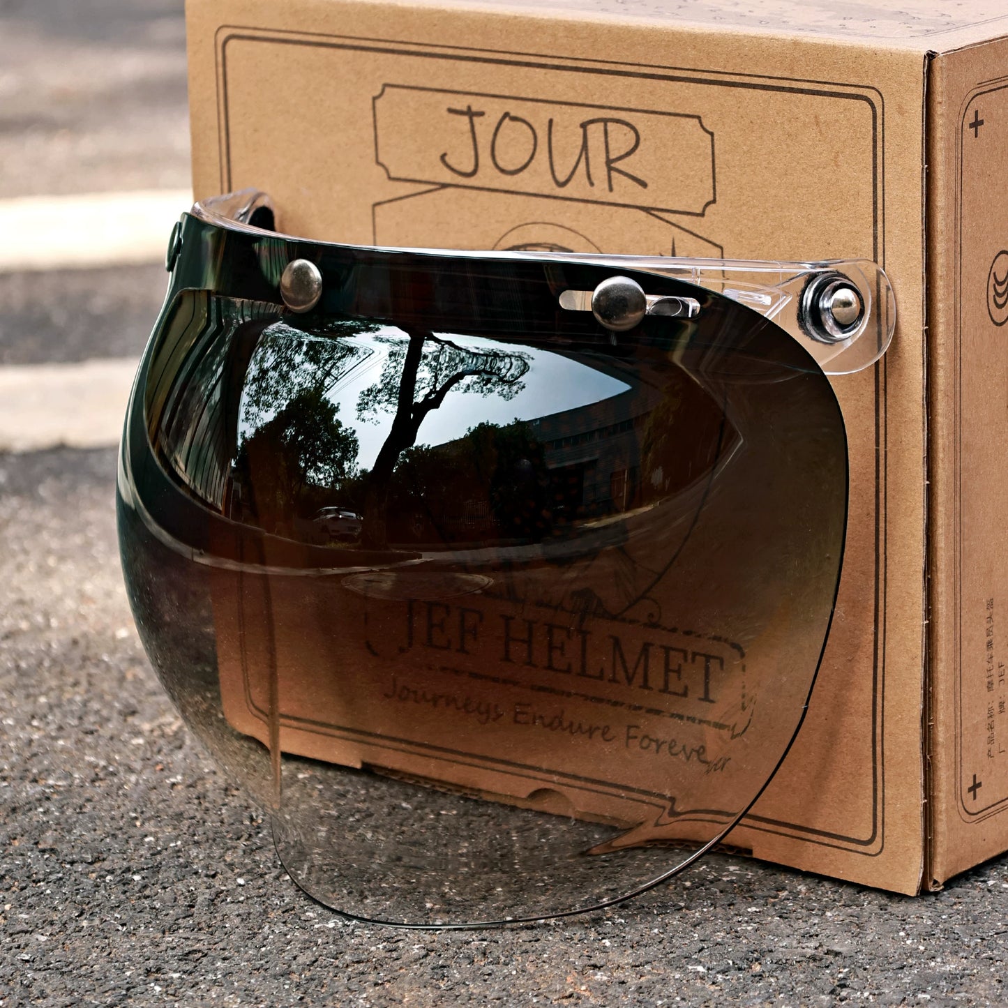 Taiwan JEF retro bubble mirror half helmet windshield windshield windproof sand anti-ultraviolet three-button universal helmet lens