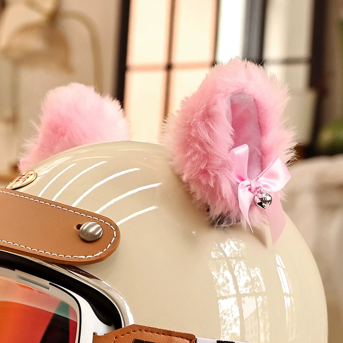 Bear ears, electric vehicles, motorcycle decorations, helmets, motorcycle light heads, cute cat ears, personality, high-value accessories