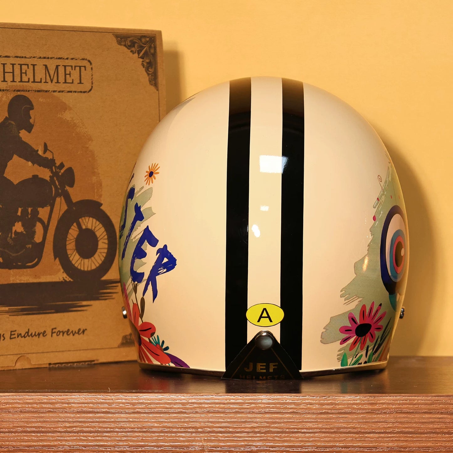 Taiwan JEF helmet retro 3/4 helmet little monster smiley face Django motorcycle hard hat unisex all seasons 3C