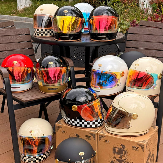 Taiwan JEF motorcycle helmet retro full helmet 3C men's and women's pedal Lego cap-covered locomotive cruising four seasons helmet