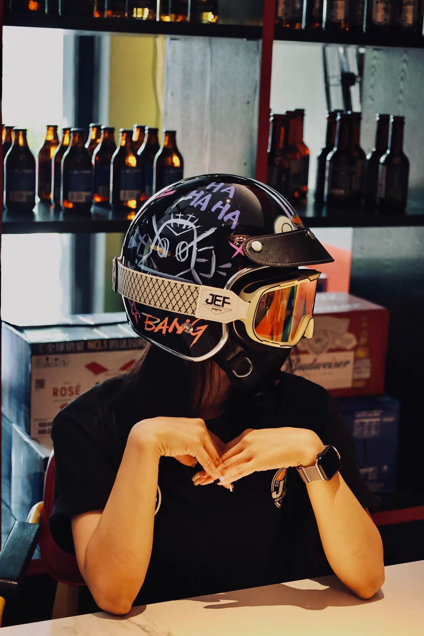 Taiwan JEF motorcycle helmet retro helmet graffiti three-quarter half helmet 3C male motorcycle travel commuter four seasons helmet female