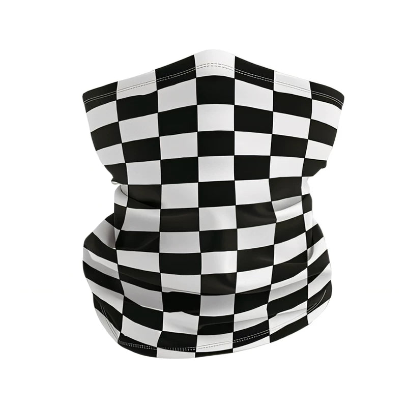 Vintage checkerboard sunscreen mask men and women outdoor cycling face towel magic headscarf ice silk sunscreen scarf summer