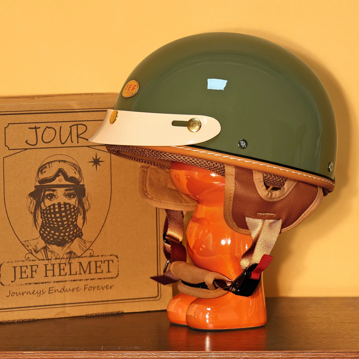 Taiwan JEF helmet retro half helmet pedal motorcycle electric lightweight 3C helmet summer men's and women's helmet