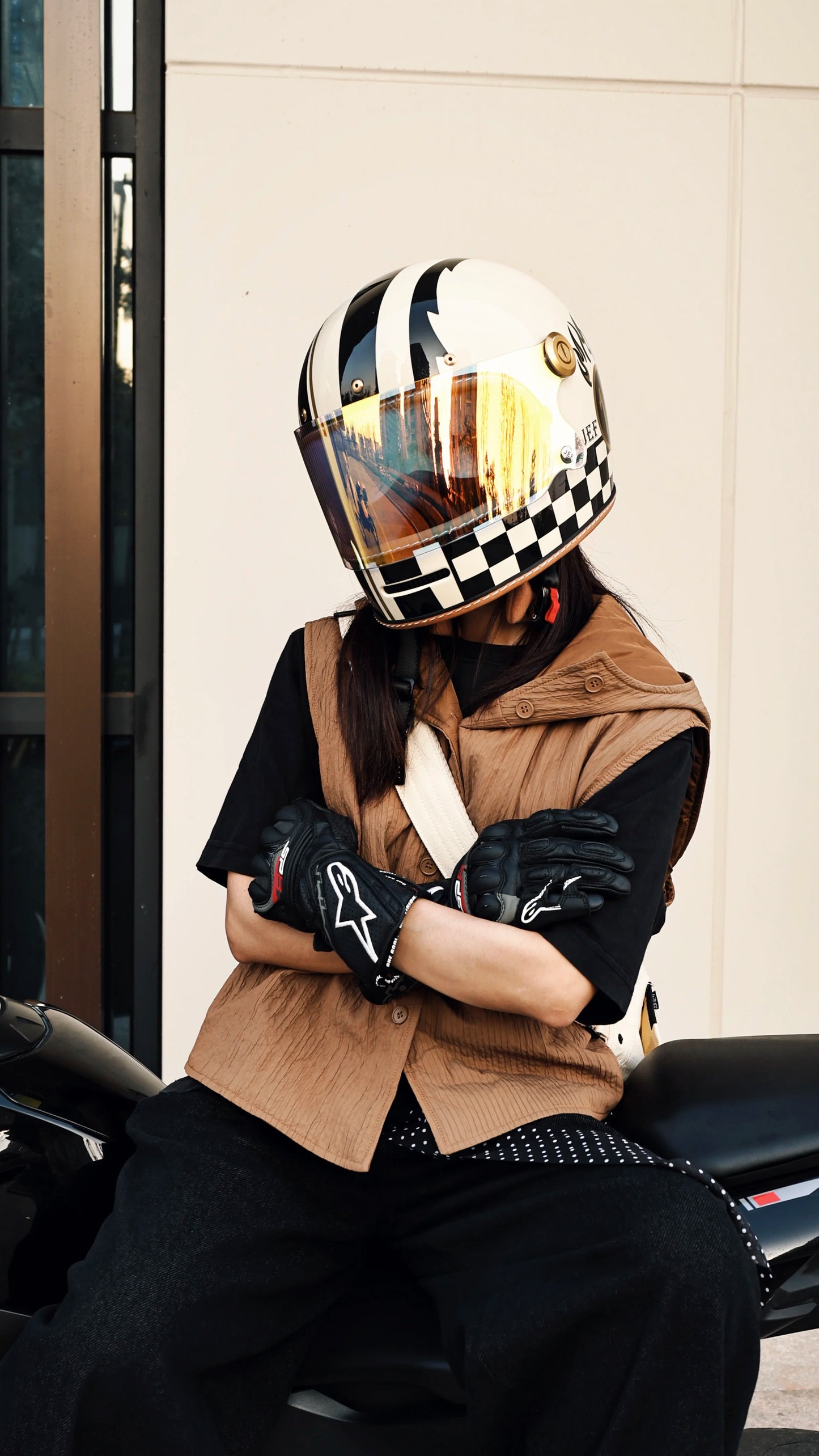 Taiwan JEF retro Lego full helmet autumn and winter small helmet body unisex locomotive motorcycle helmet 3C four-season helmet