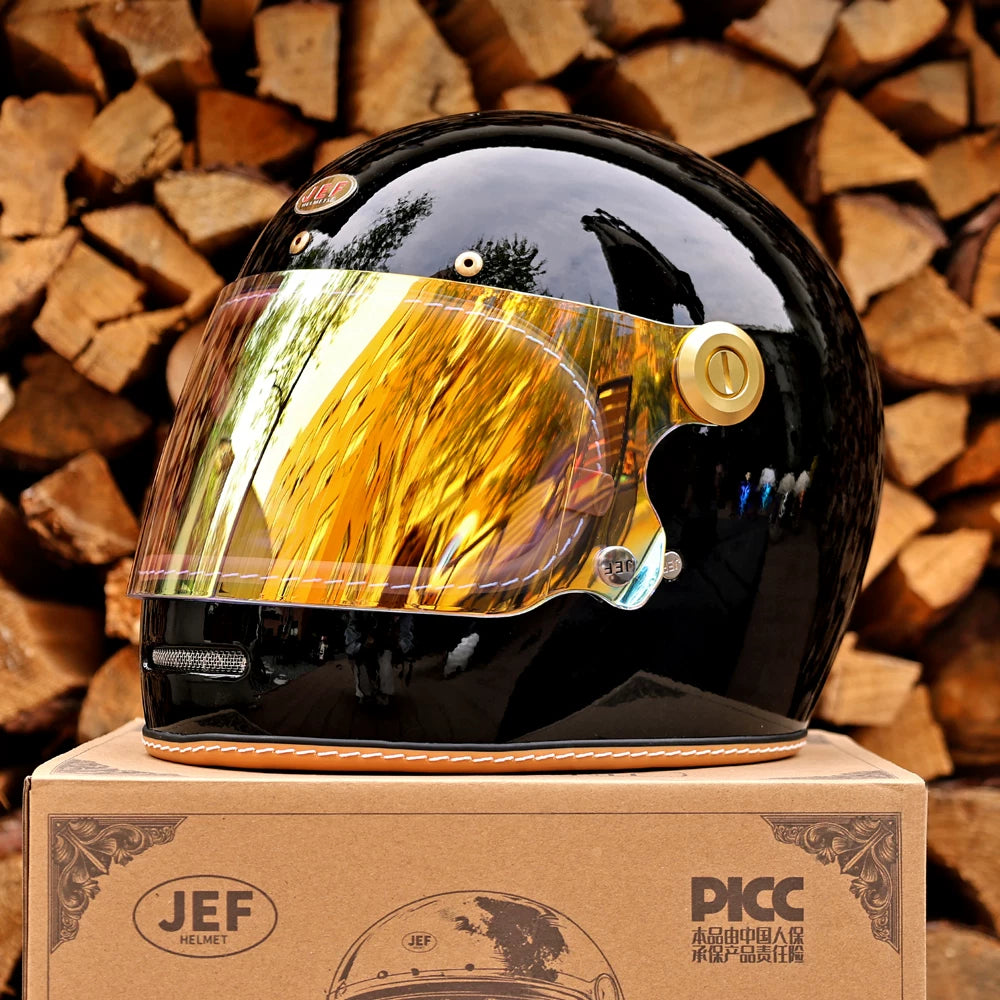 Taiwan JEF motorcycle helmet retro full helmet 3C men's and women's pedal Lego cap-covered locomotive cruising four seasons helmet