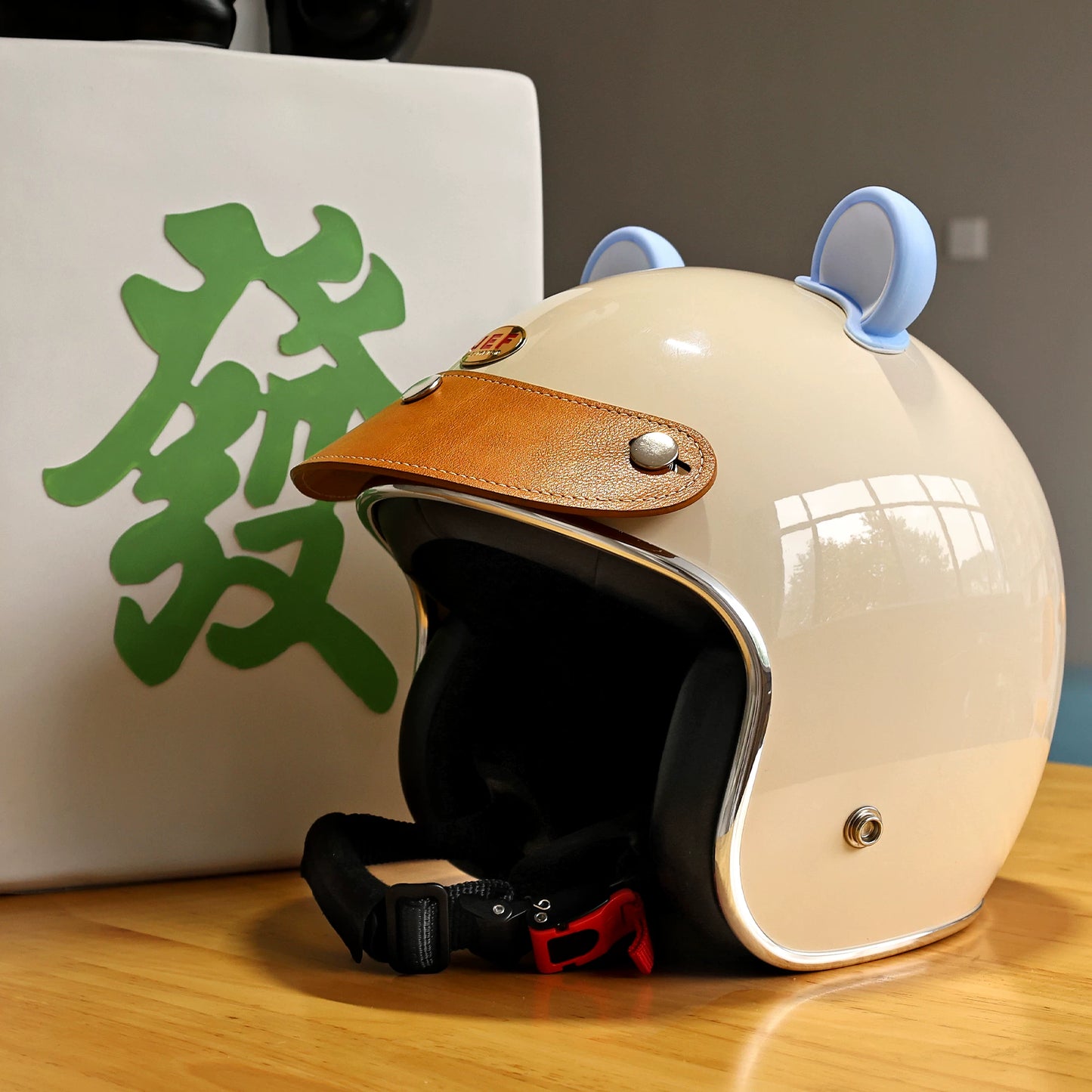 Taiwan JEF retro helmet little monster electric motorcycle hard hat locomotive riding three-quarters helmet men and women 3C