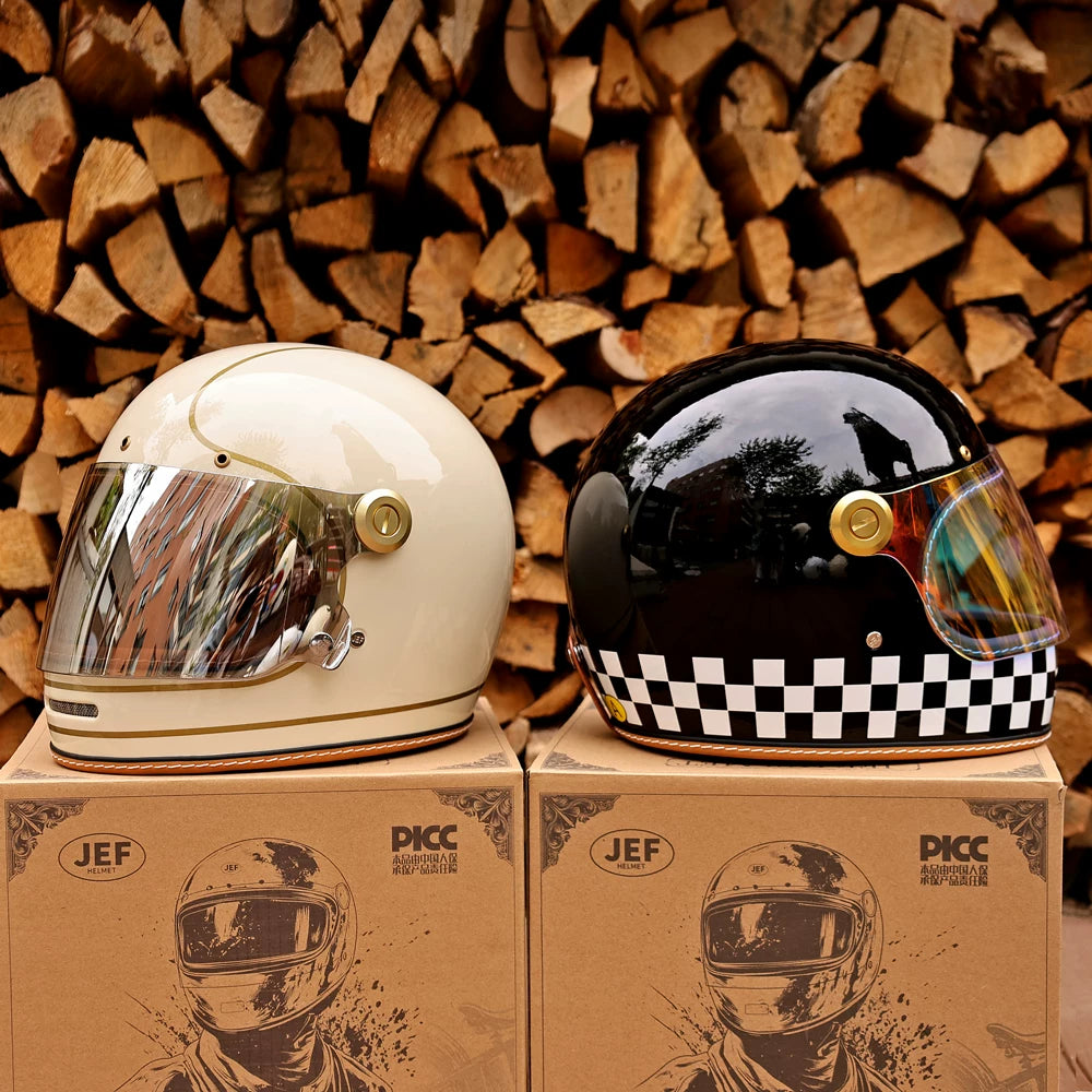 Taiwan JEF motorcycle helmet retro full helmet 3C men's and women's pedal Lego cap-covered locomotive cruising four seasons helmet