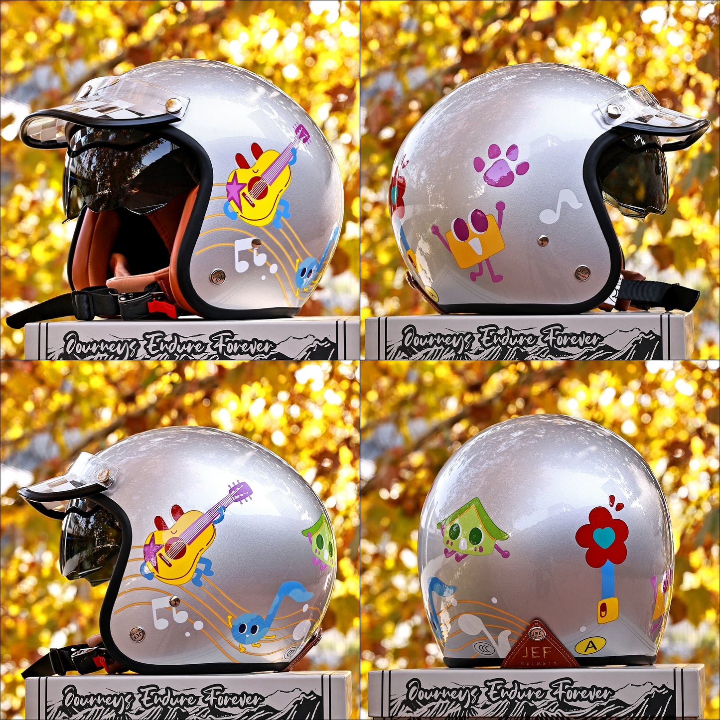 Taiwan JEF motorcycle retro helmet cruising three quarters locomotive half helmet men's and women's scooters winter warmth