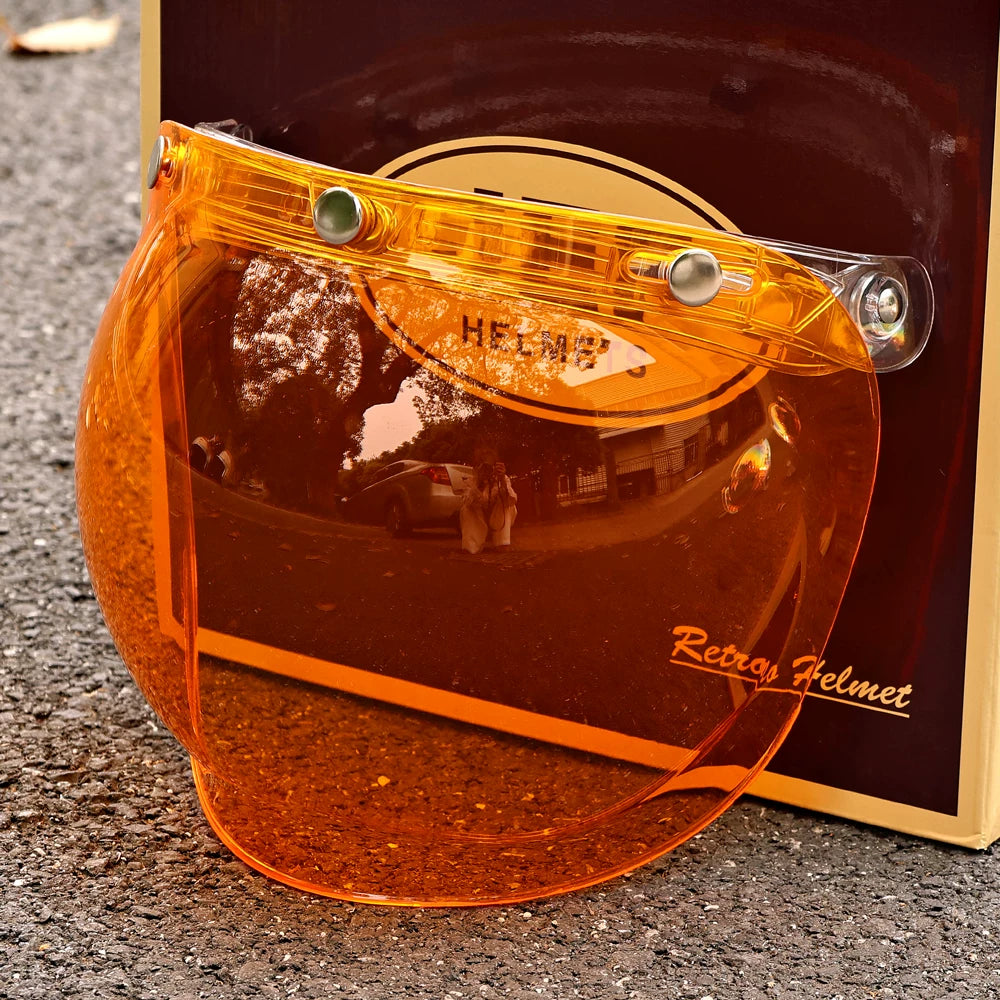 Taiwan JEF retro bubble mirror half helmet windshield windshield windproof sand anti-ultraviolet three-button universal helmet lens