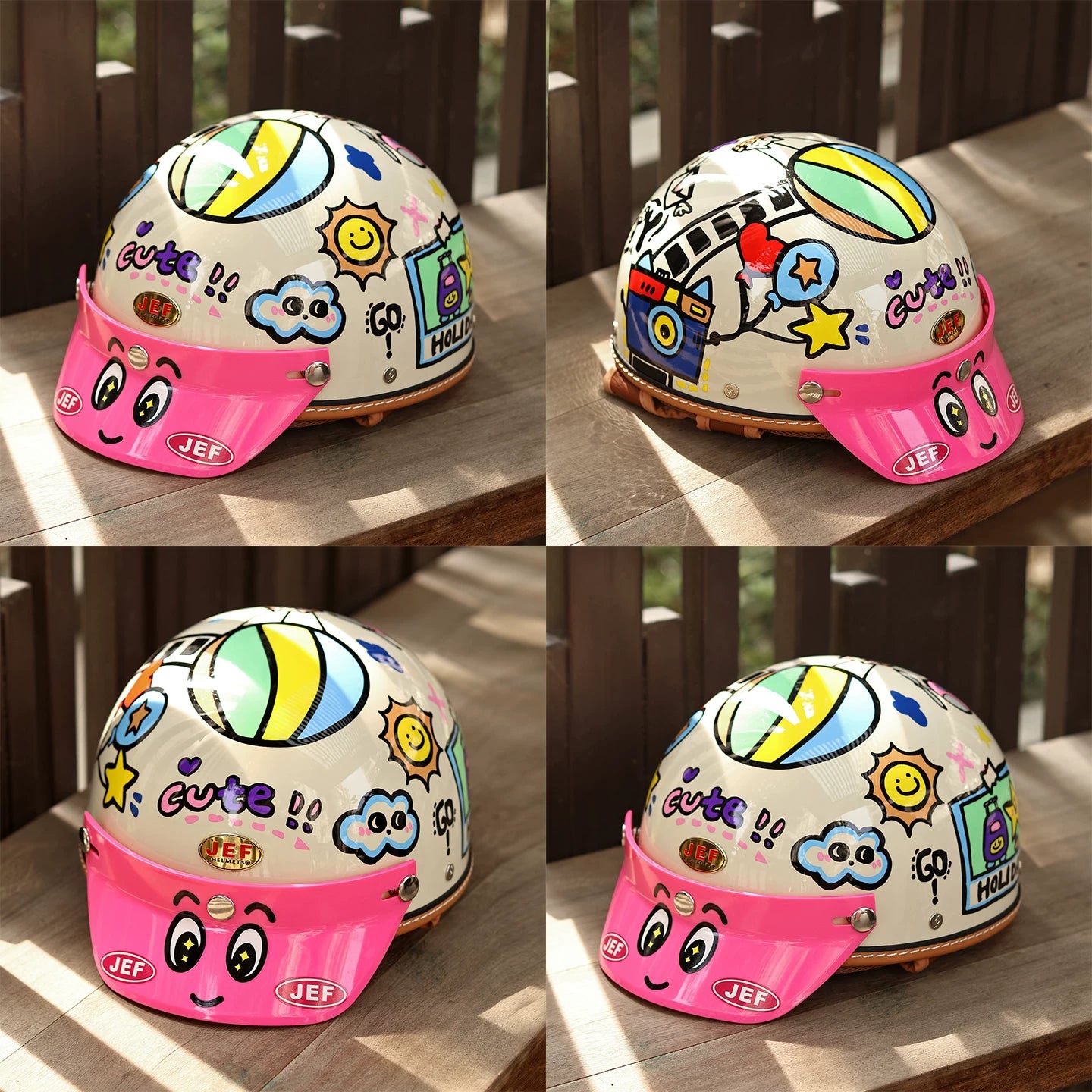 Taiwan JEF retro half helmet motorcycle locomotive men and women with the same summer scoop helmet electric cool lining light helmet 3C