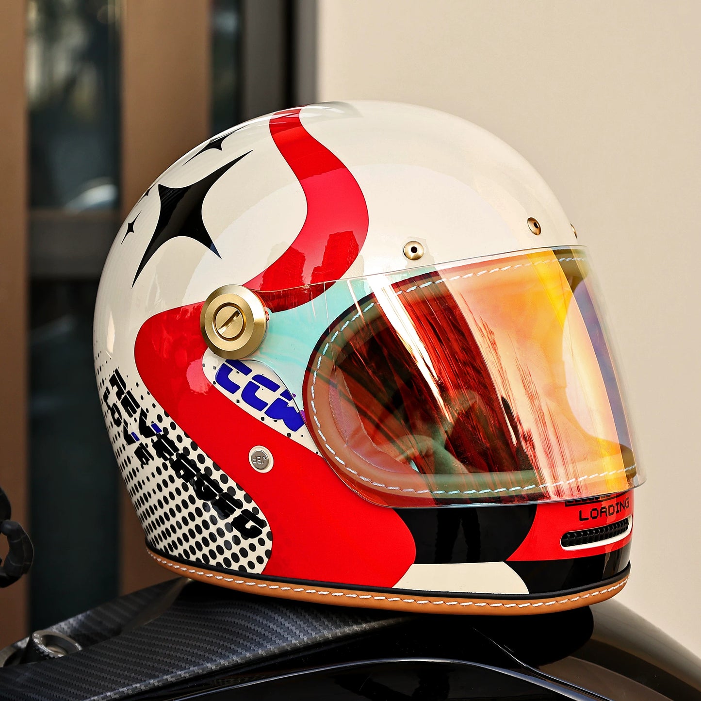Taiwan JEF retro Lego full helmet autumn and winter small helmet body unisex locomotive motorcycle helmet 3C four-season helmet