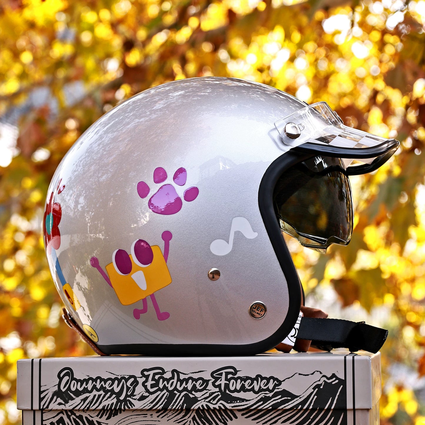Taiwan JEF motorcycle retro helmet cruising three quarters locomotive half helmet men's and women's scooters winter warmth