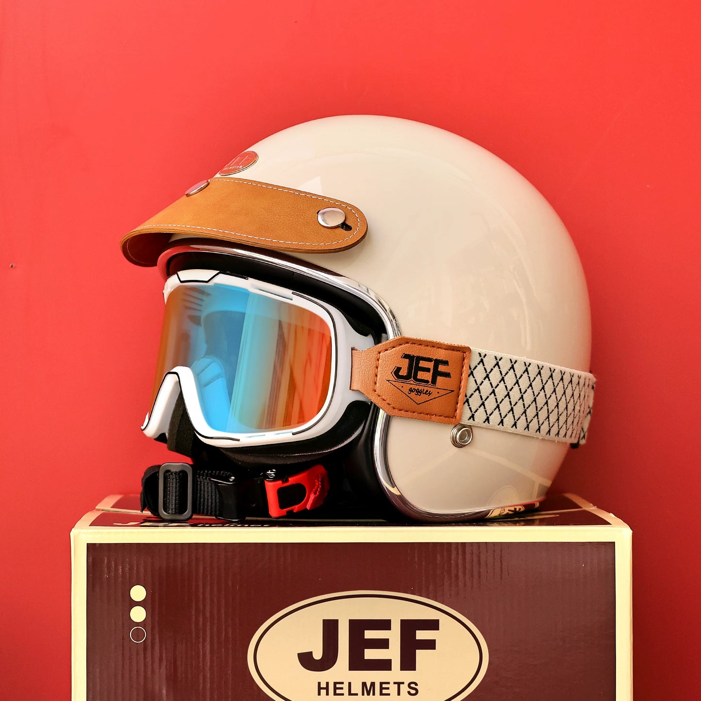 Taiwan JEF retro helmet scooter motorcycle 3/4 half helmet men's and women's four seasons cruise electric car hard hat 3C
