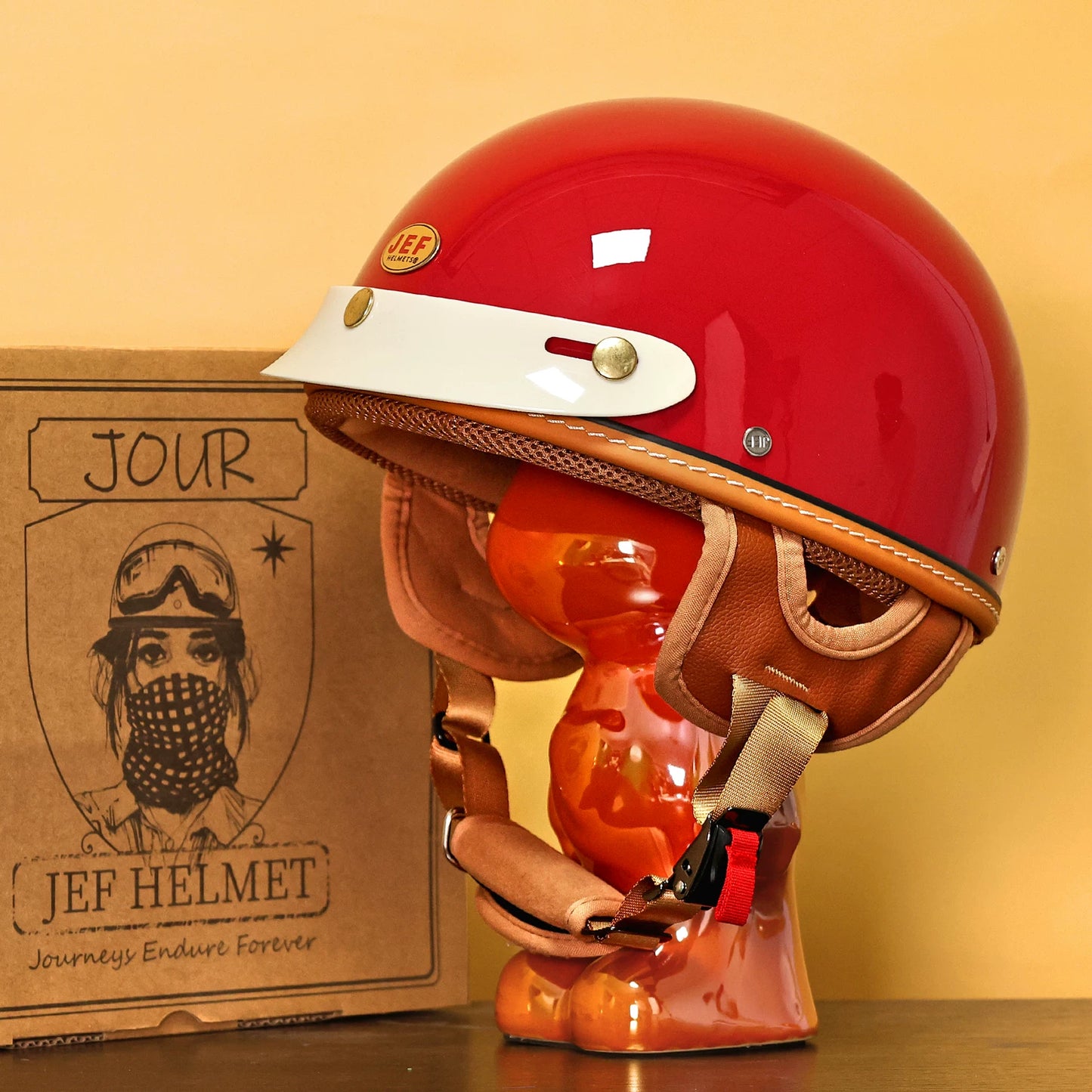 Taiwan JEF helmet retro half helmet pedal motorcycle electric lightweight 3C helmet summer men's and women's helmet