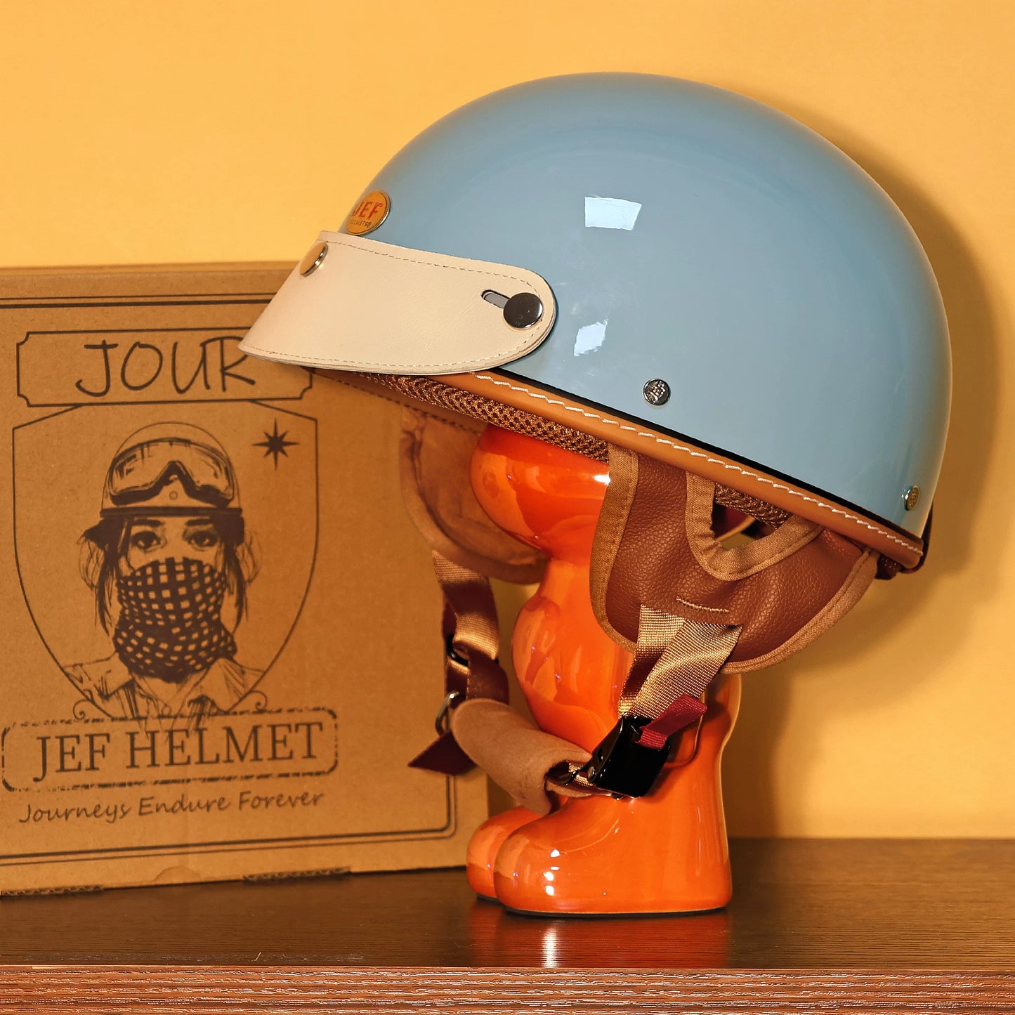 Taiwan JEF helmet retro half helmet pedal motorcycle electric lightweight 3C helmet summer men's and women's helmet