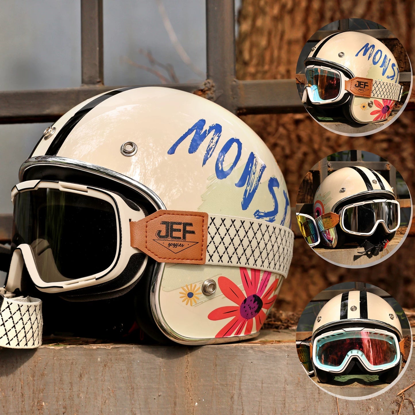 Taiwan JEF motorcycle goggles helmet universal goggles retro locomotive riding sun protection sand off-road glasses