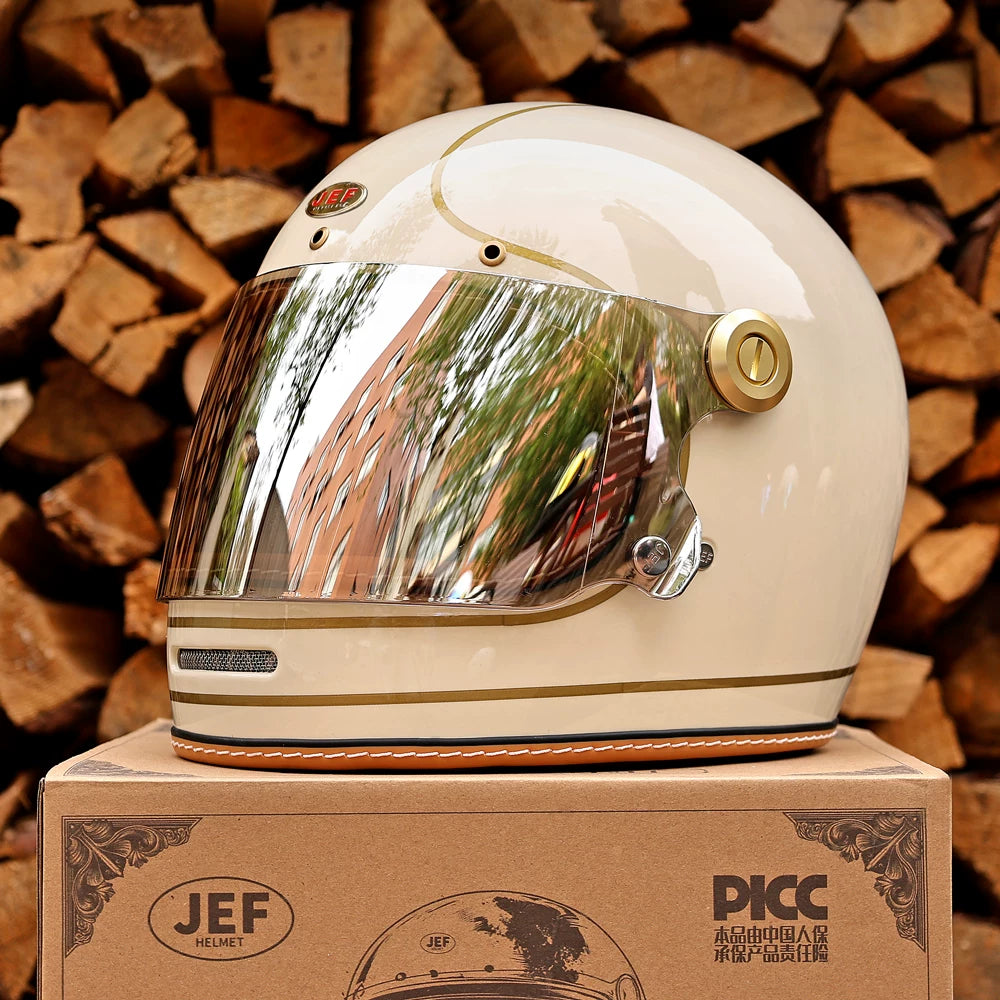 Taiwan JEF motorcycle helmet retro full helmet 3C men's and women's pedal Lego cap-covered locomotive cruising four seasons helmet