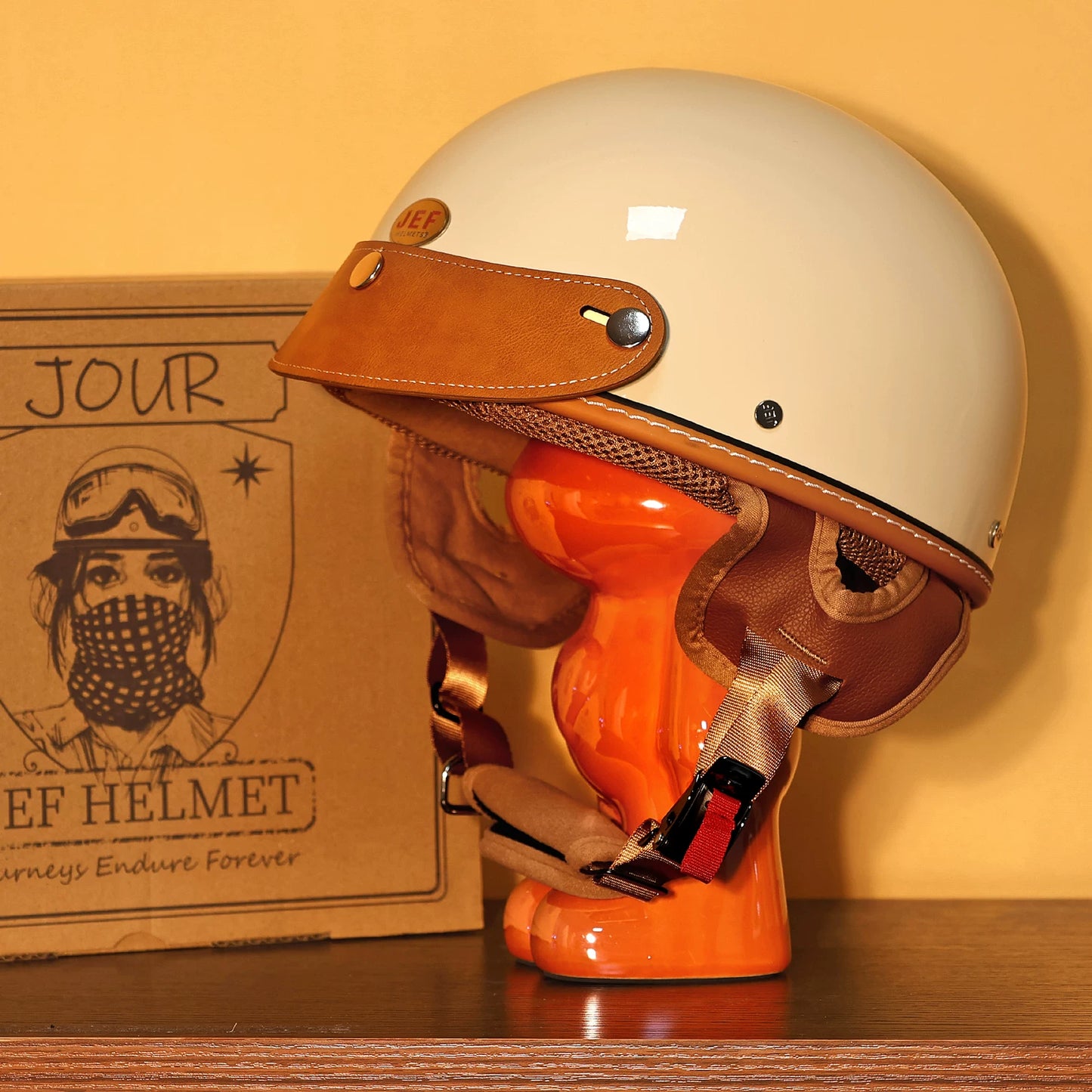 Taiwan JEF helmet retro half helmet pedal motorcycle electric lightweight 3C helmet summer men's and women's helmet