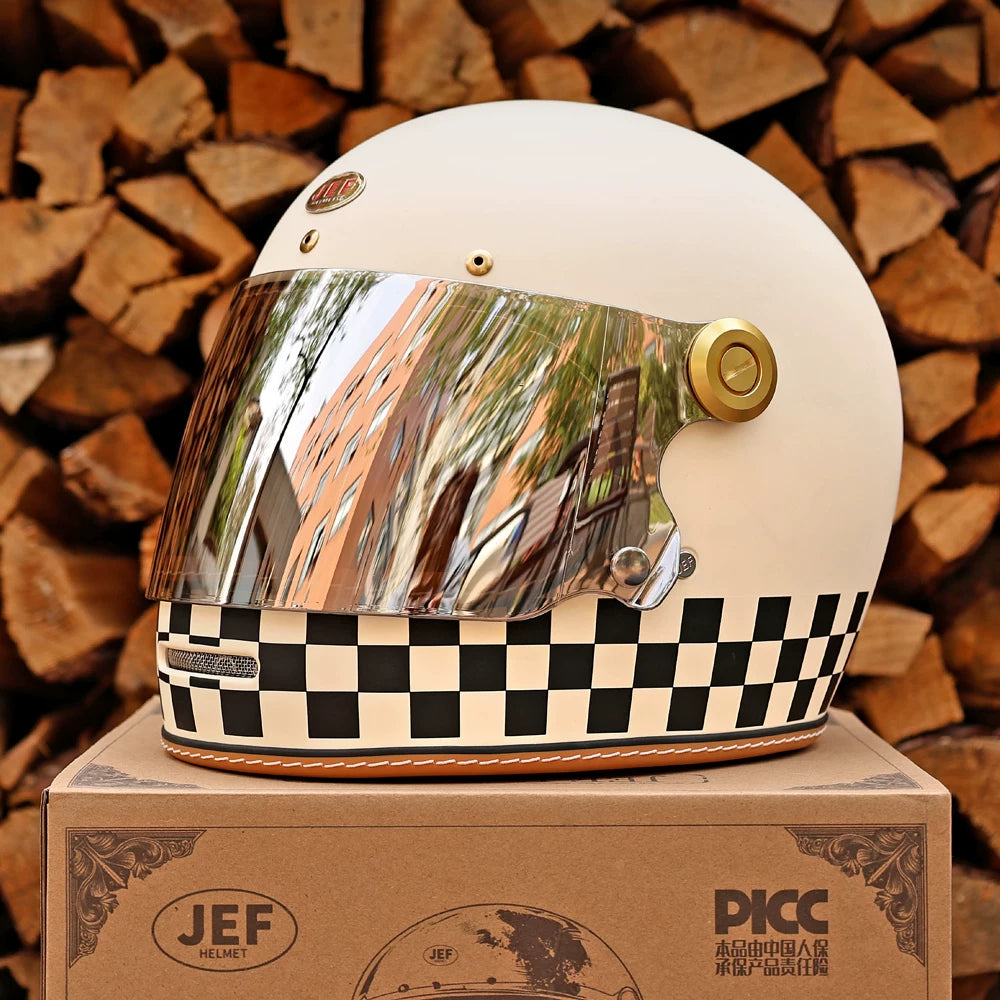 Taiwan JEF motorcycle helmet retro full helmet 3C men's and women's pedal Lego cap-covered locomotive cruising four seasons helmet
