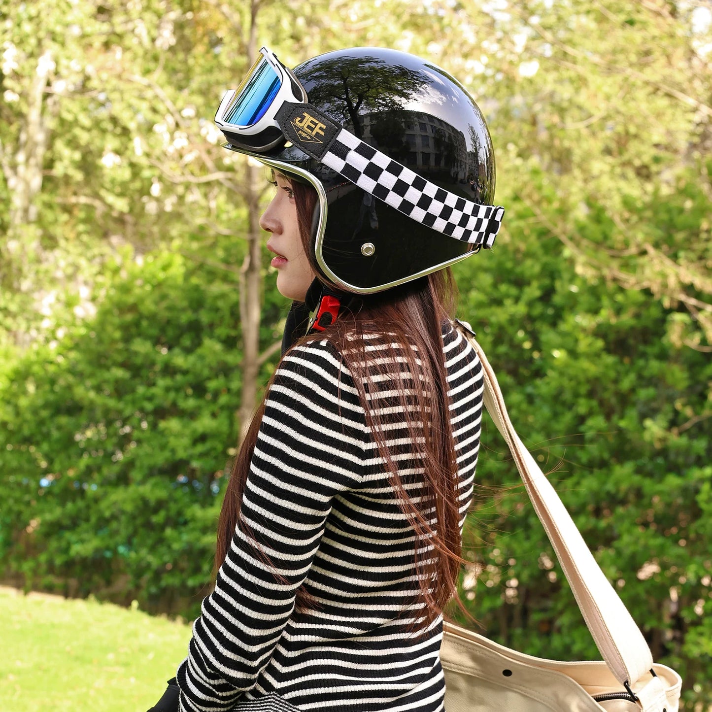 Taiwan JEF retro helmet scooter motorcycle 3/4 half helmet men's and women's four seasons cruise electric car hard hat 3C