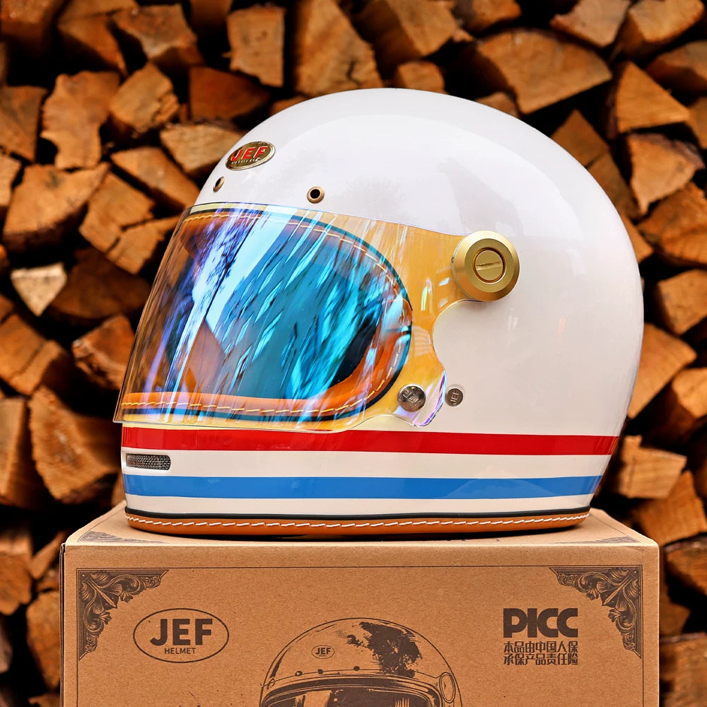 Taiwan JEF motorcycle helmet retro full helmet 3C men's and women's pedal Lego cap-covered locomotive cruising four seasons helmet