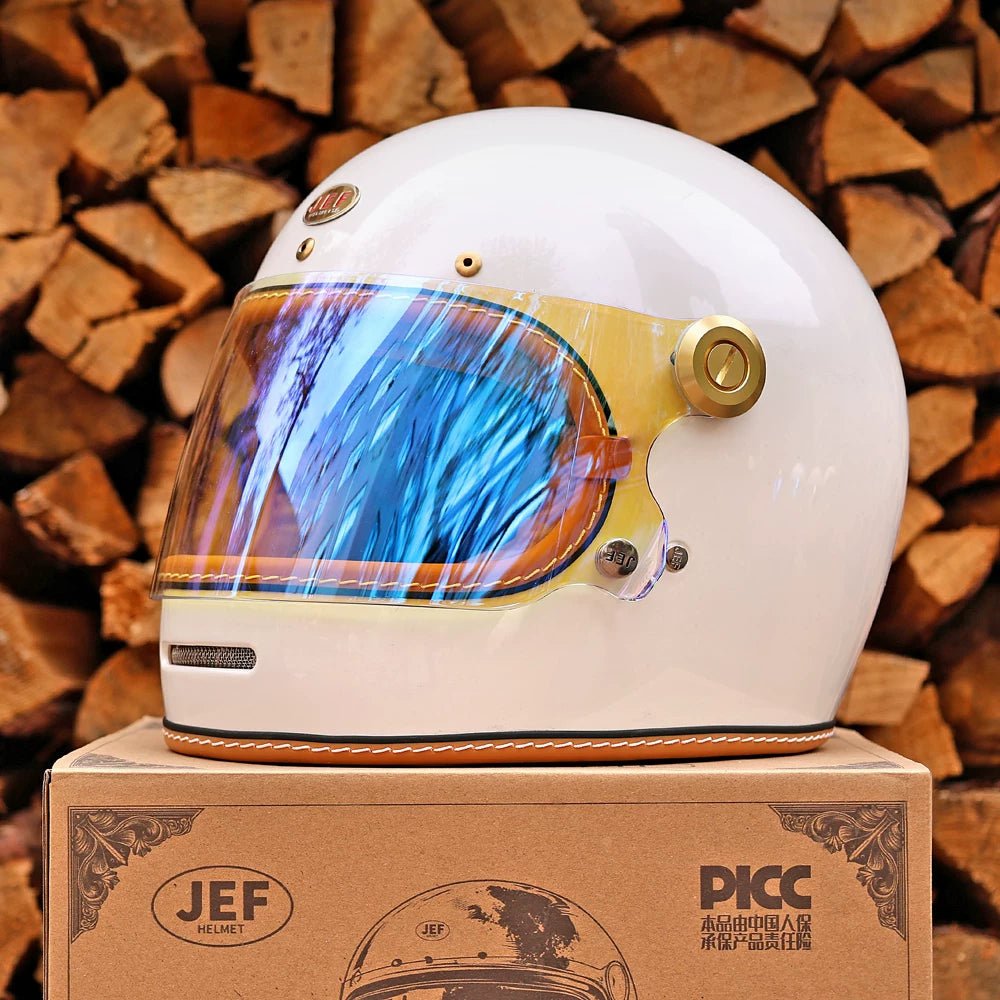 Taiwan JEF motorcycle helmet retro full helmet 3C men's and women's pedal Lego cap-covered locomotive cruising four seasons helmet