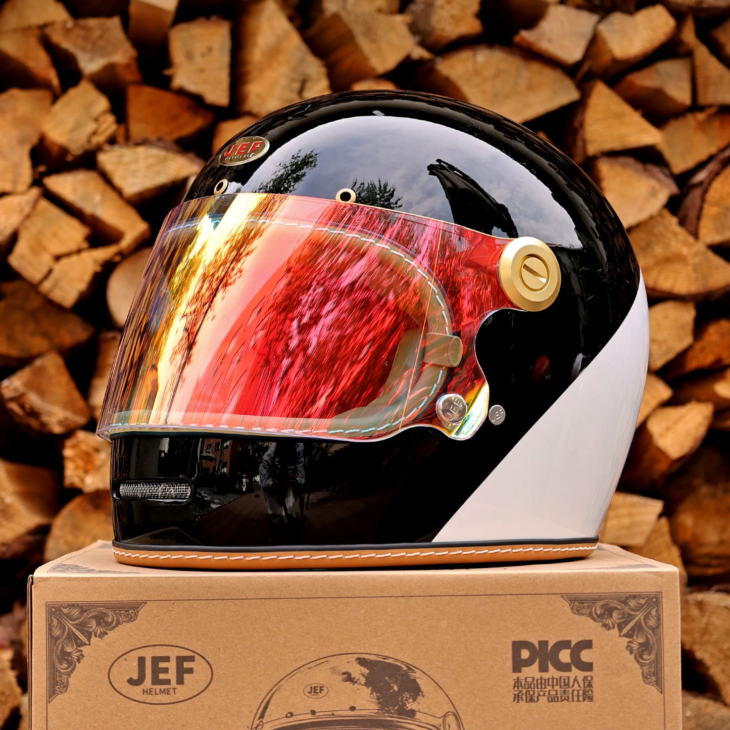 Taiwan JEF motorcycle helmet retro full helmet 3C men's and women's pedal Lego cap-covered locomotive cruising four seasons helmet