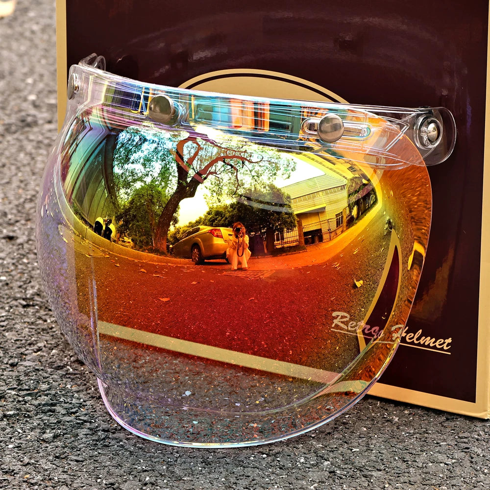Taiwan JEF retro bubble mirror half helmet windshield windshield windproof sand anti-ultraviolet three-button universal helmet lens