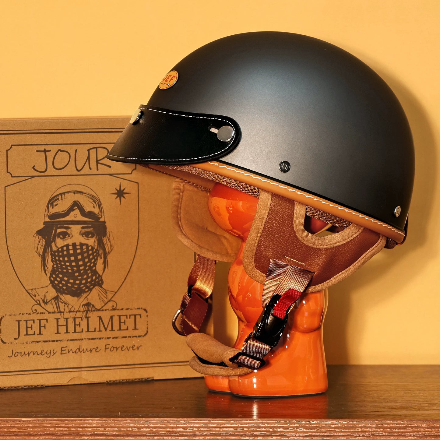 Taiwan JEF helmet retro half helmet pedal motorcycle electric lightweight 3C helmet summer men's and women's helmet