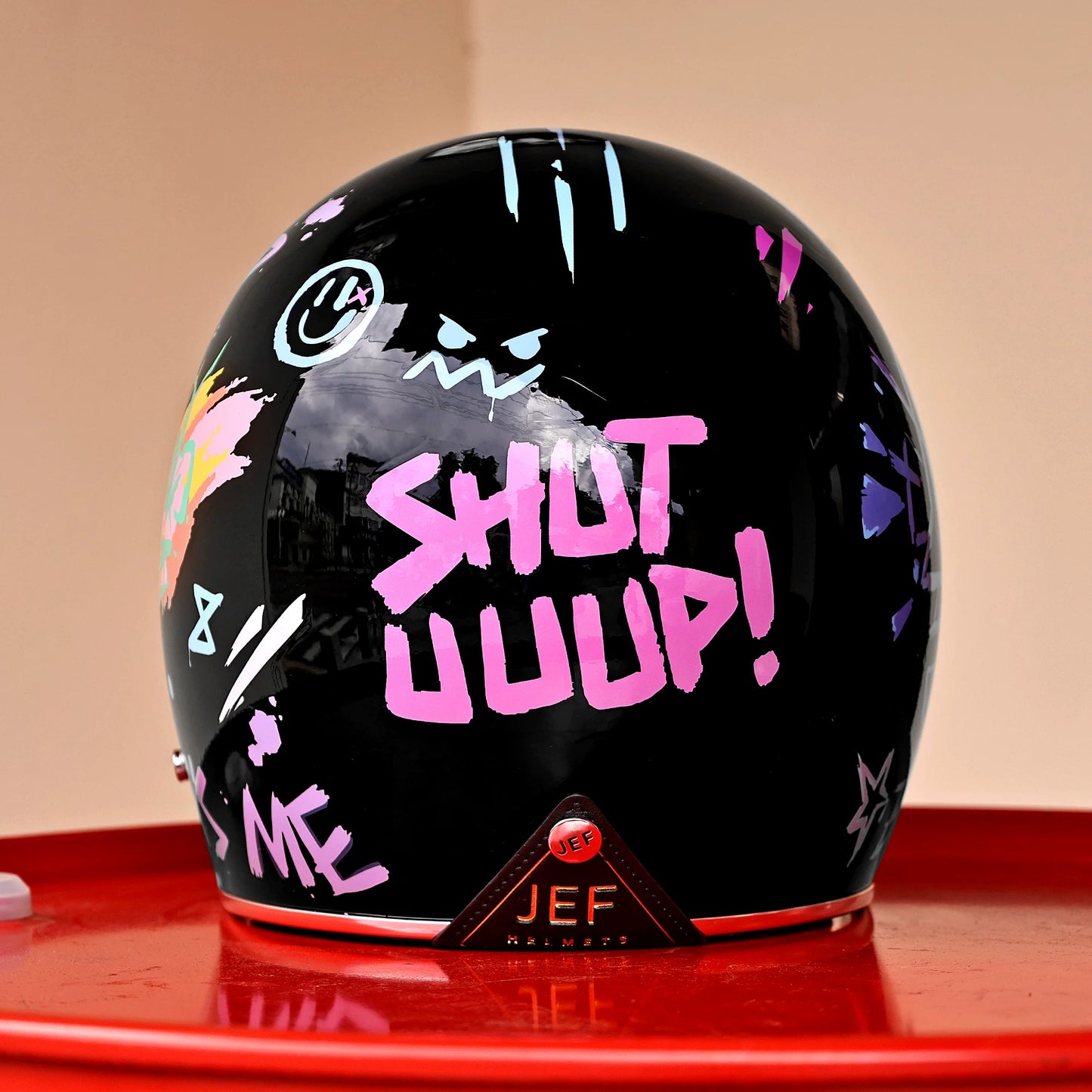 Taiwan JEF motorcycle helmet retro helmet graffiti three-quarter half helmet 3C male motorcycle travel commuter four seasons helmet female