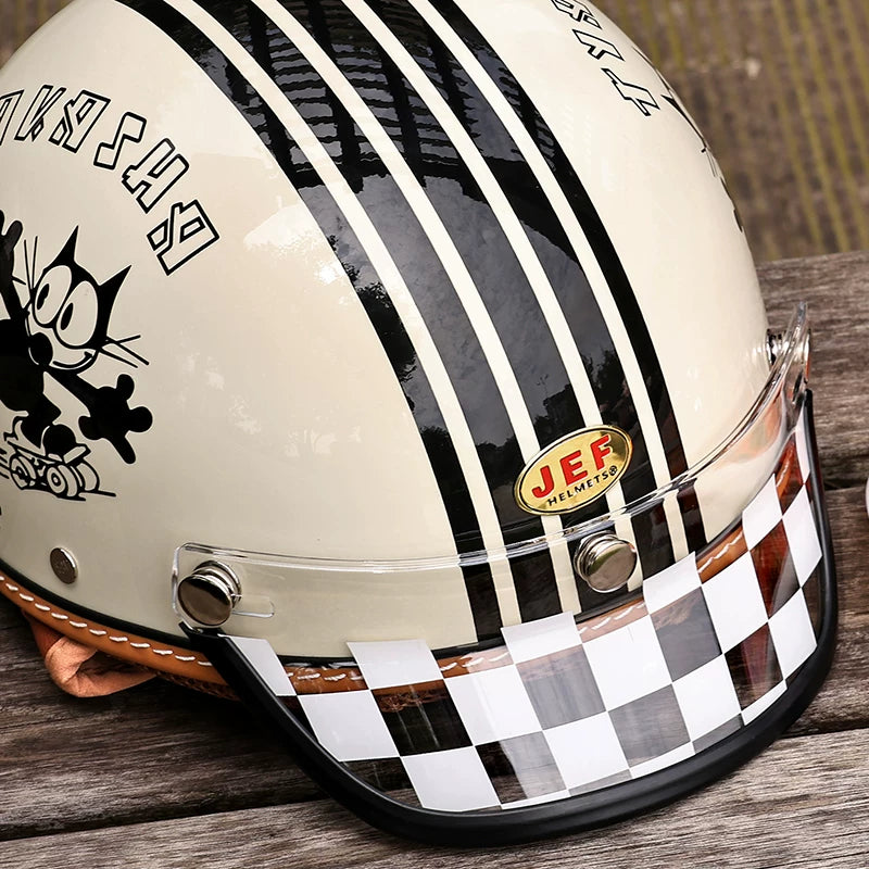 Taiwan retro brim motorcycle helmet checkerboard brim sun visor accessories universal small helmet body daisy tongue
