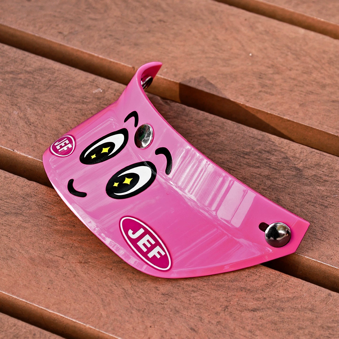 Taiwan JEF retro locomotive half helmet 3/4 helmet tongue cartoon smiley face visor pink big-eyed boy helmet brim