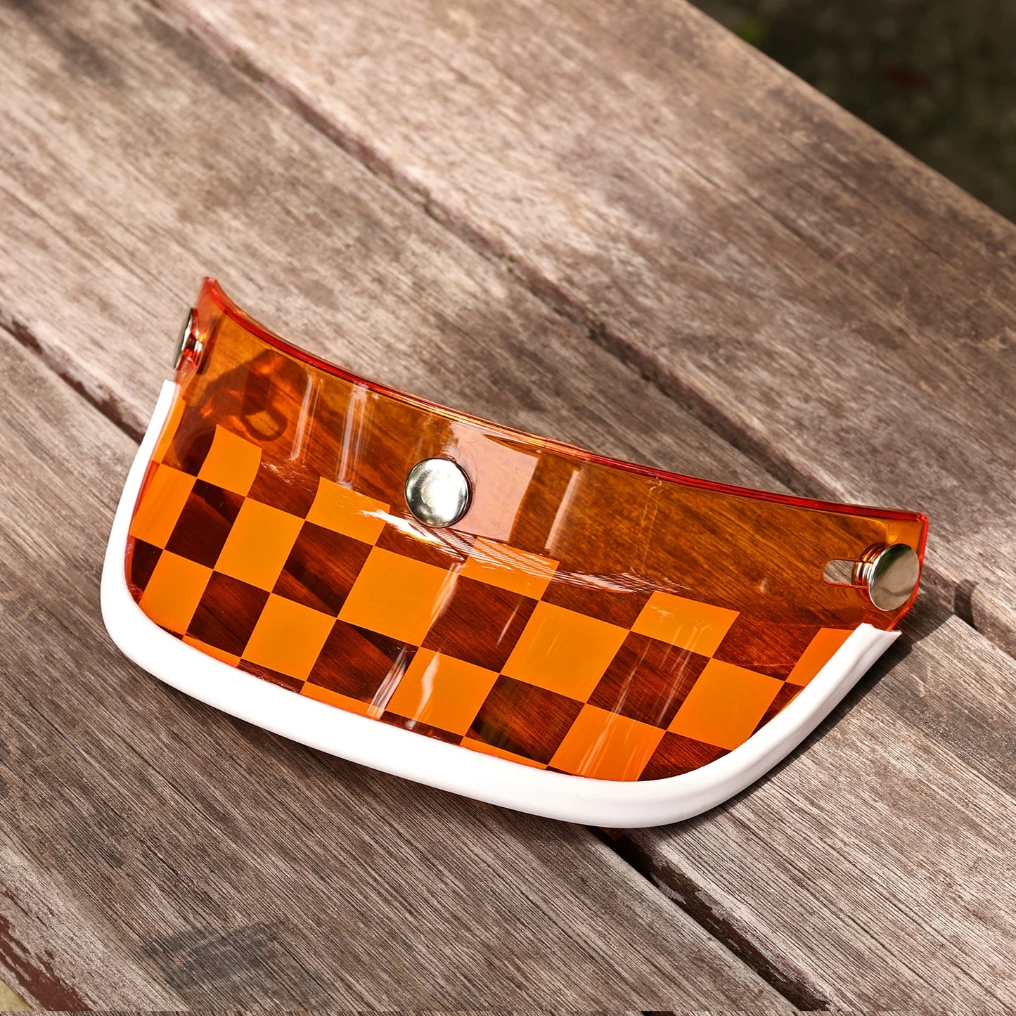 Taiwan retro brim motorcycle helmet checkerboard brim sun visor accessories universal small helmet body daisy tongue