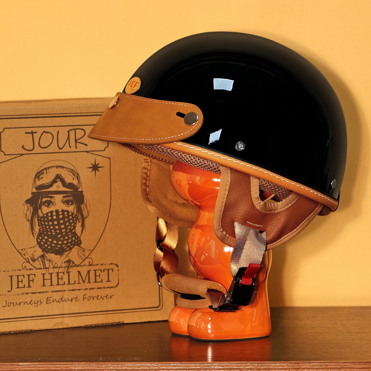 Taiwan JEF helmet retro half helmet pedal motorcycle electric lightweight 3C helmet summer men's and women's helmet