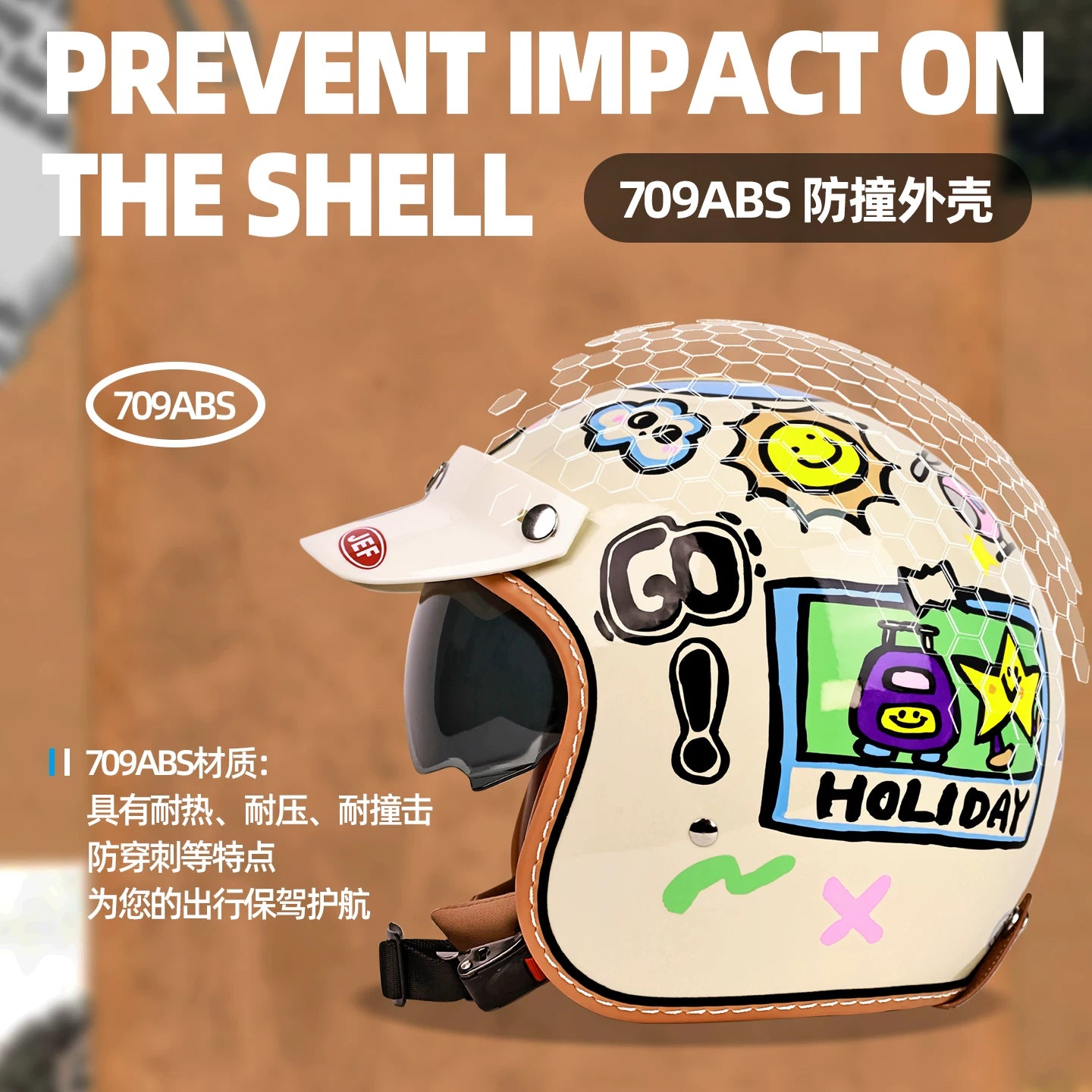 Taiwan JEF retro motorcycle helmet female summer pedal electric car male cruise locomotive three-quarter half helmet 3C