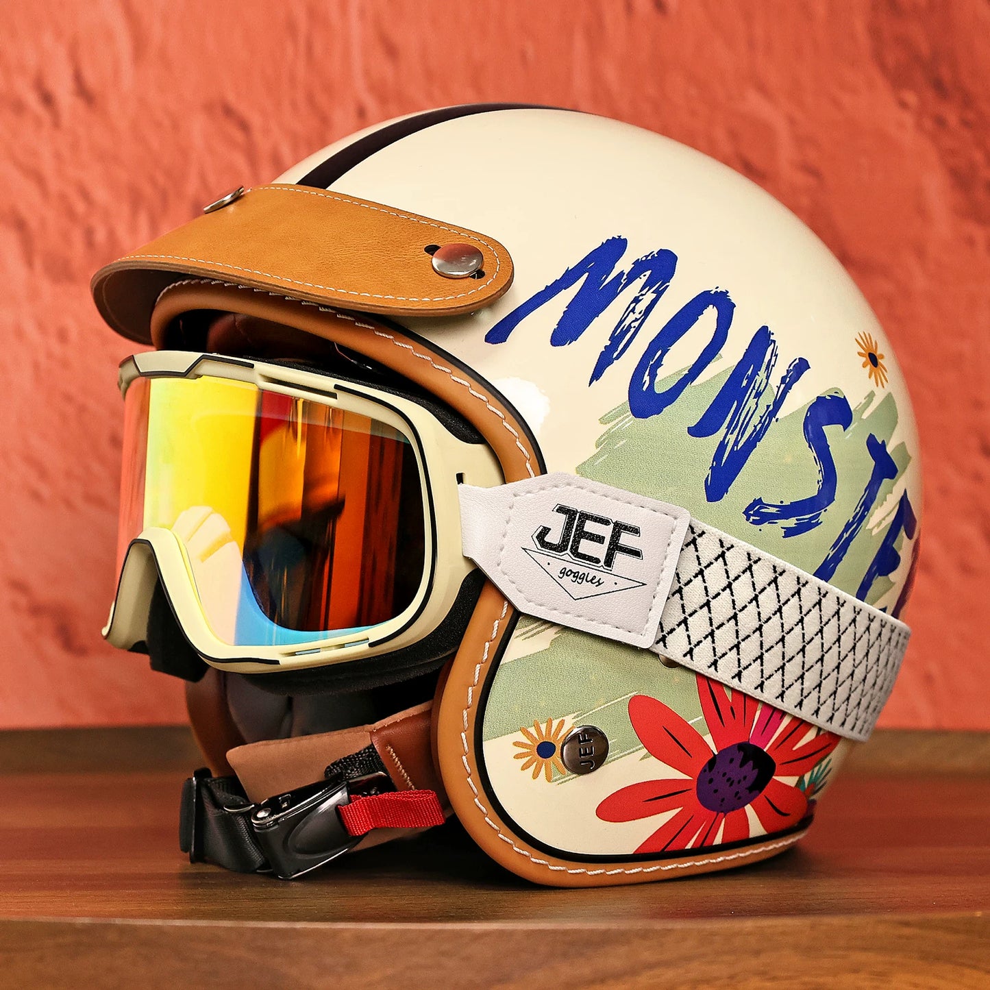Taiwan JEF retro helmet motorcycle three-quarter helmet men's and women's locomotive half helmet American cruise pedal helmet summer