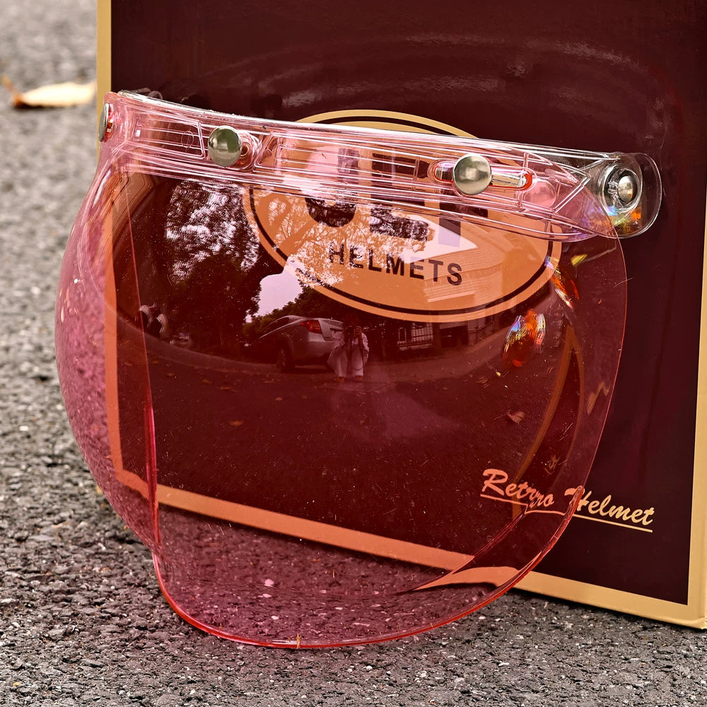 Taiwan JEF retro bubble mirror half helmet windshield windshield windproof sand anti-ultraviolet three-button universal helmet lens