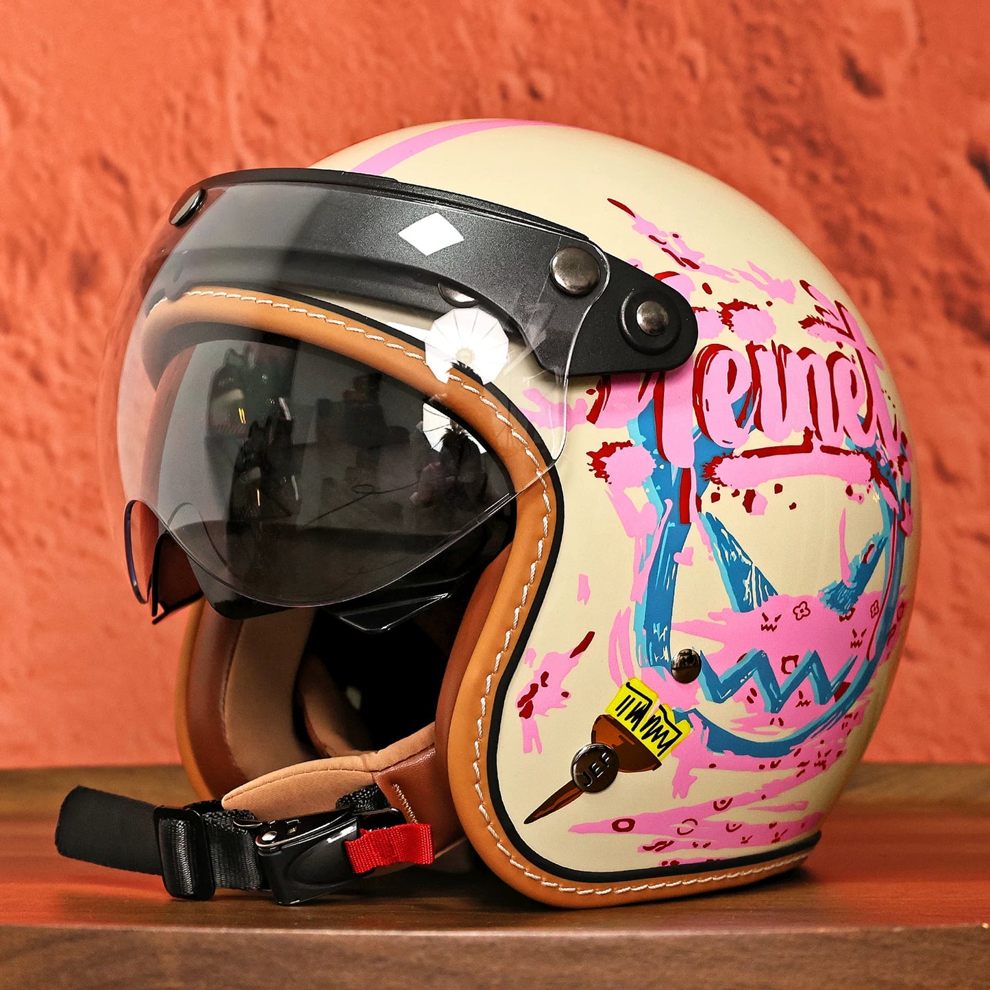 Taiwan JEF helmet motorcycle retro helmet men's 3C cool and breathable summer helmet electric motorcycle pedal 3/4 helmet women's high value