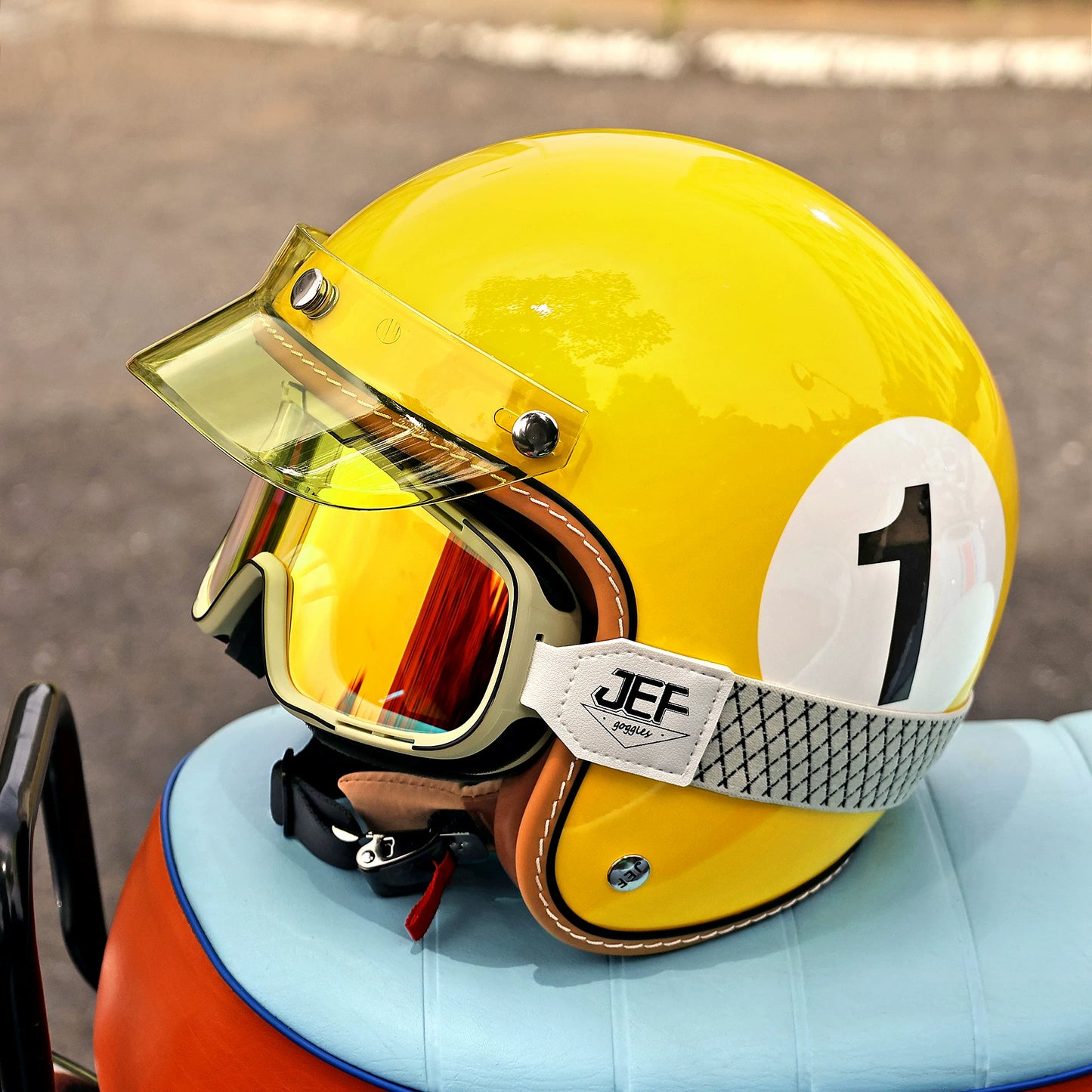 Taiwan JEF retro helmet female cruise motorcycle half helmet male personality 3C summer cool lining 3/4 helmet four seasons